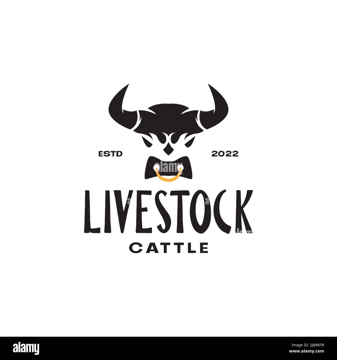head cow livestock cattle retro colored logo design vector graphic ...