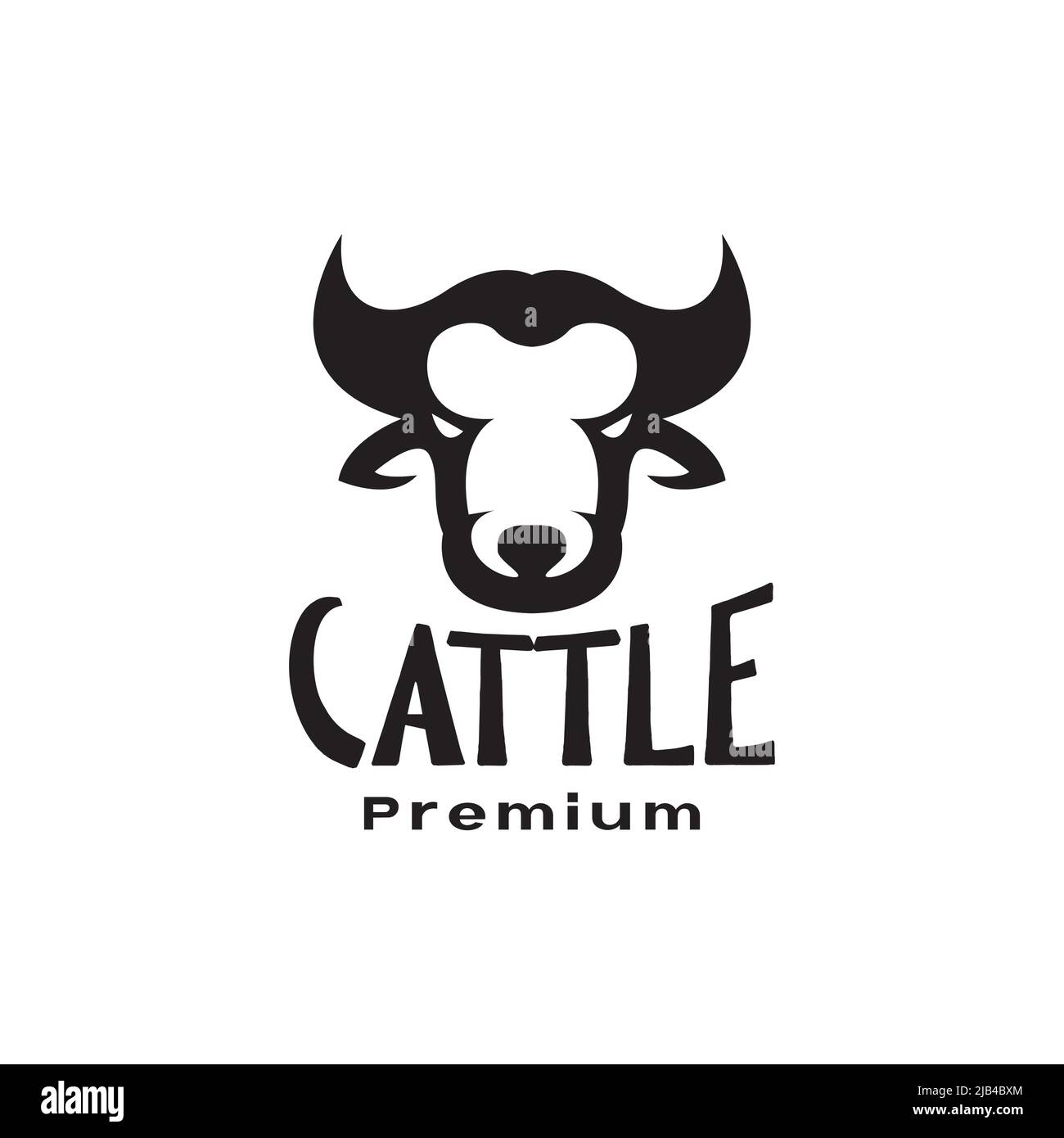 head livestock cow small horn vintage logo design vector graphic symbol ...