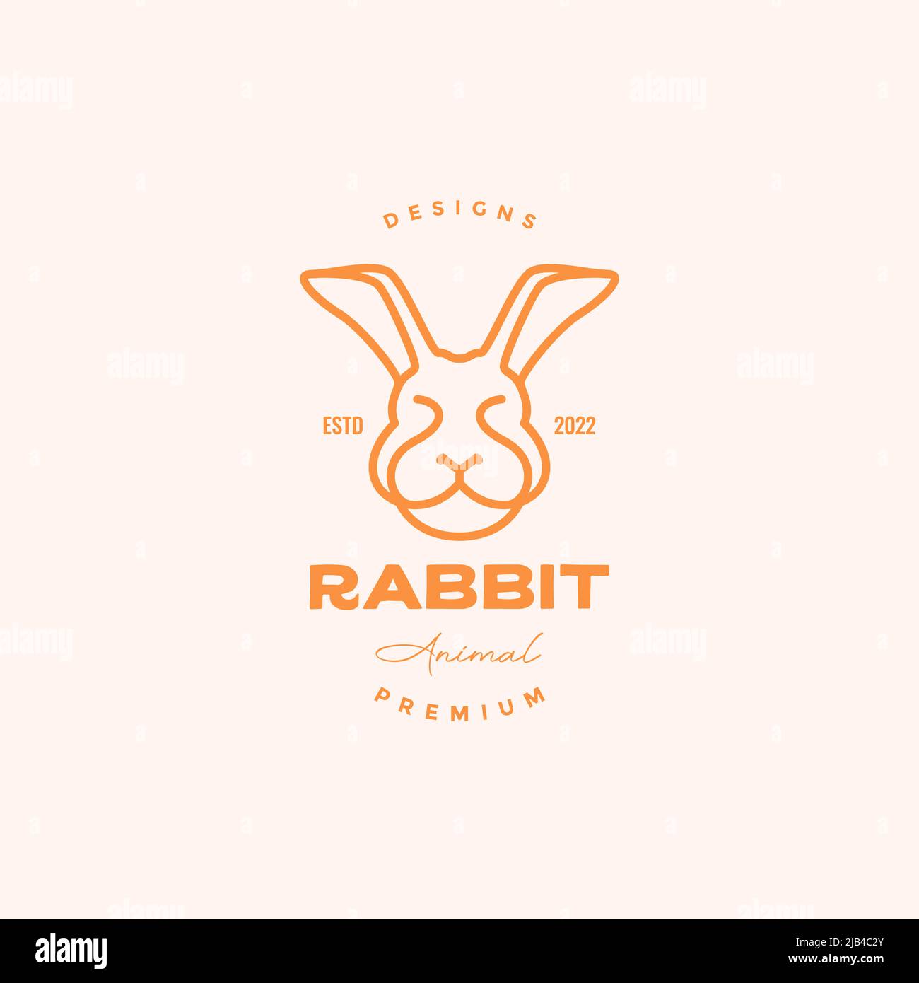 line head pets rabbit vintage logo design vector graphic symbol icon illustration creative idea Stock Vector