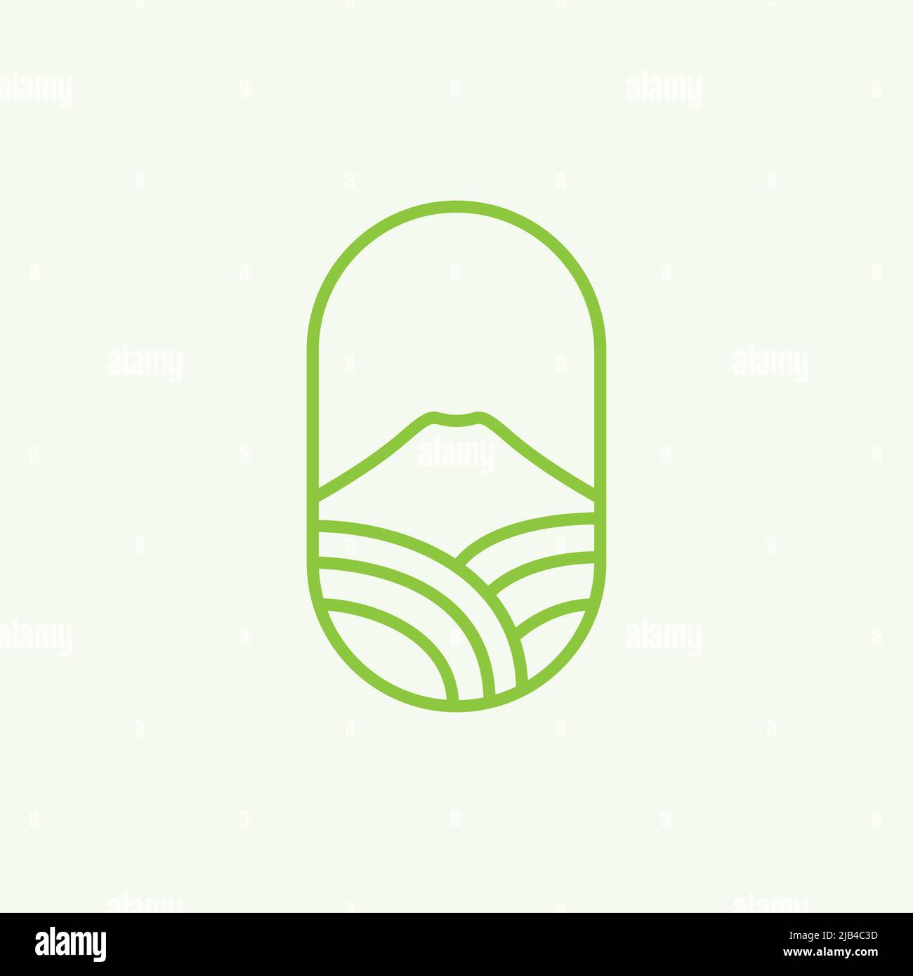 line minimalist agriculture farm with mountain green logo design vector ...