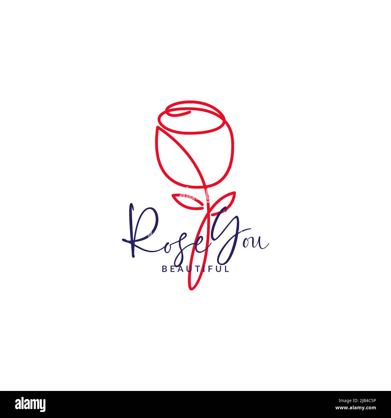 beautiful flower rose continuous line logo design vector graphic symbol ...