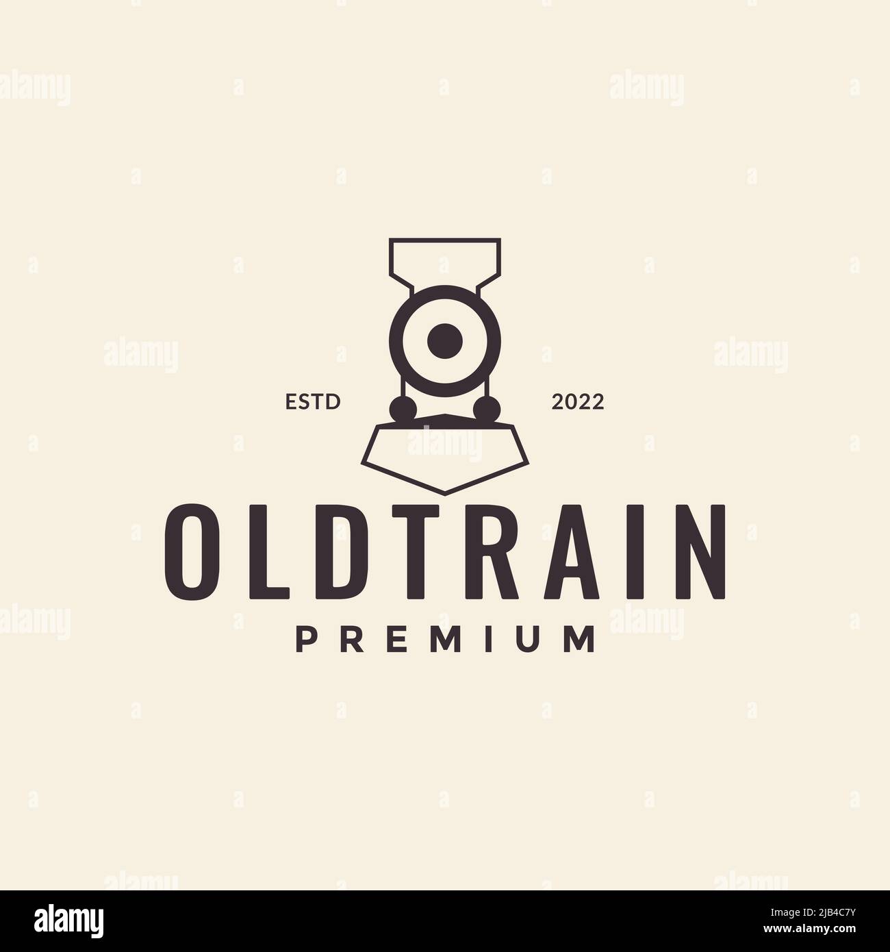 simple old train line hipster logo design vector graphic symbol icon illustration creative idea Stock Vector