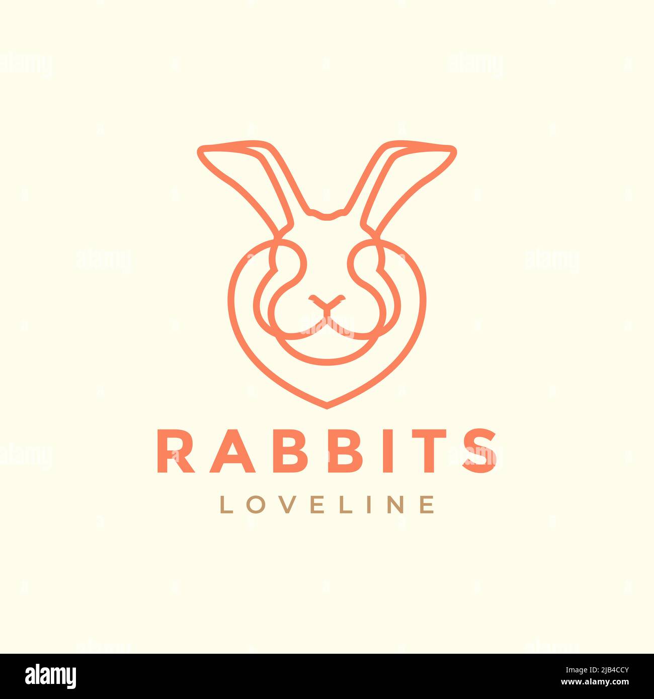 Rabbit Head Logo Rabbit Head Simple Tech Line Modern Logo Stock