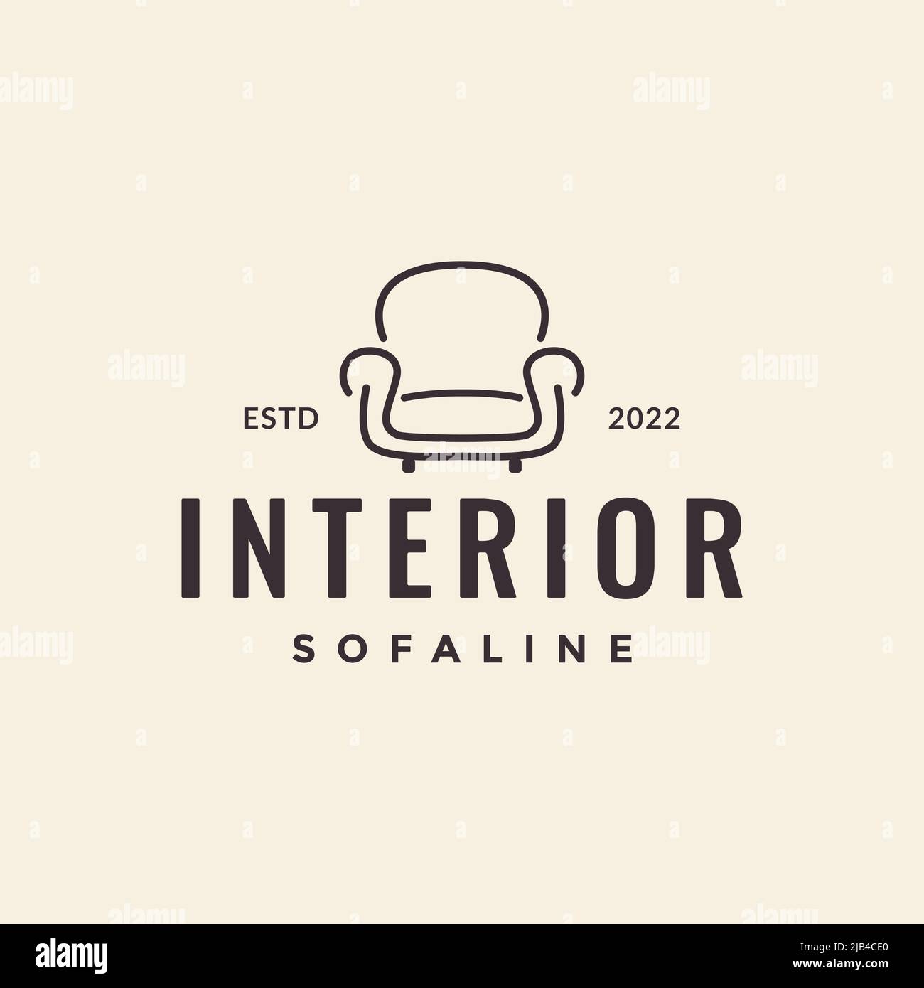 interior sofa minimalist line hipster logo design vector graphic symbol icon illustration creative idea Stock Vector