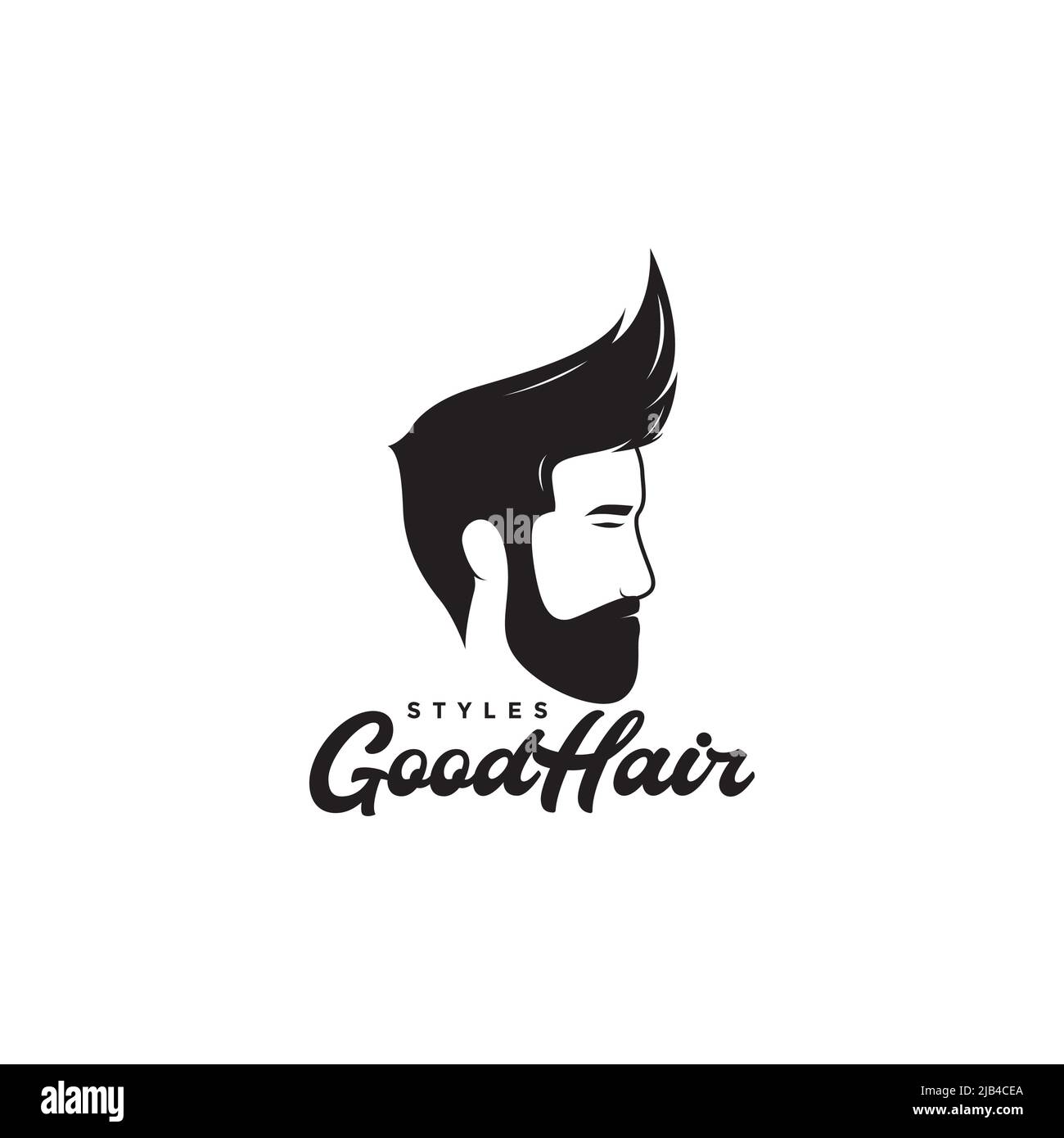 side view cool man with beard and hairstyle logo design vector graphic symbol  icon illustration creative idea Stock Vector Image & Art - Alamy