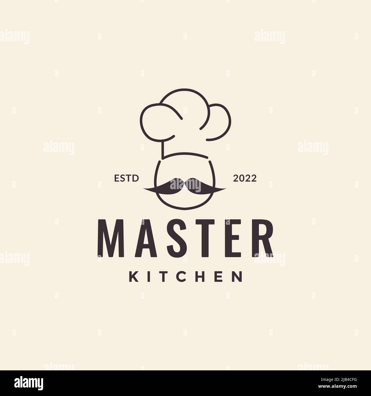simple hipster head chef mustache logo design vector graphic symbol