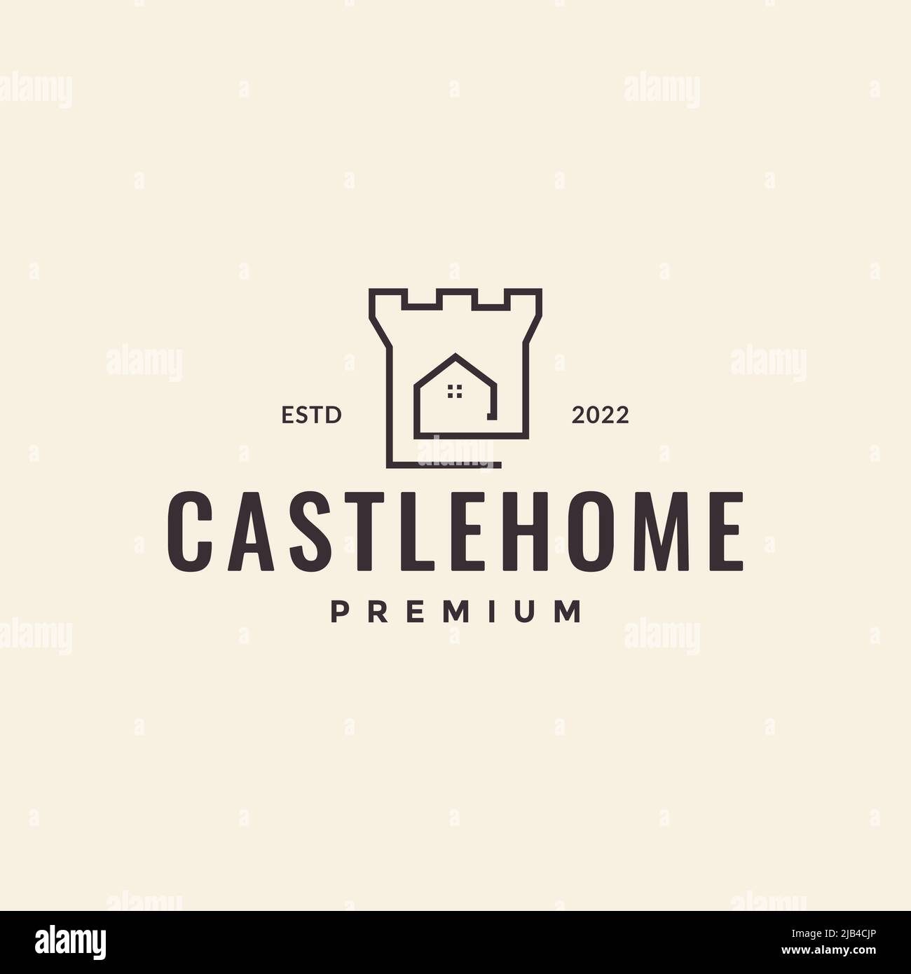 continuous line castle home logo design vector graphic symbol icon illustration creative idea Stock Vector