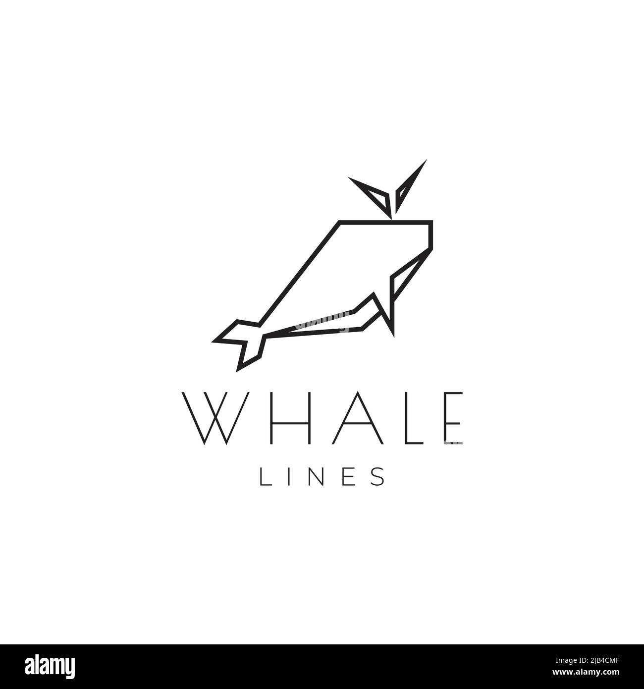 line polygon origami whale logo design vector graphic symbol icon illustration creative idea Stock Vector