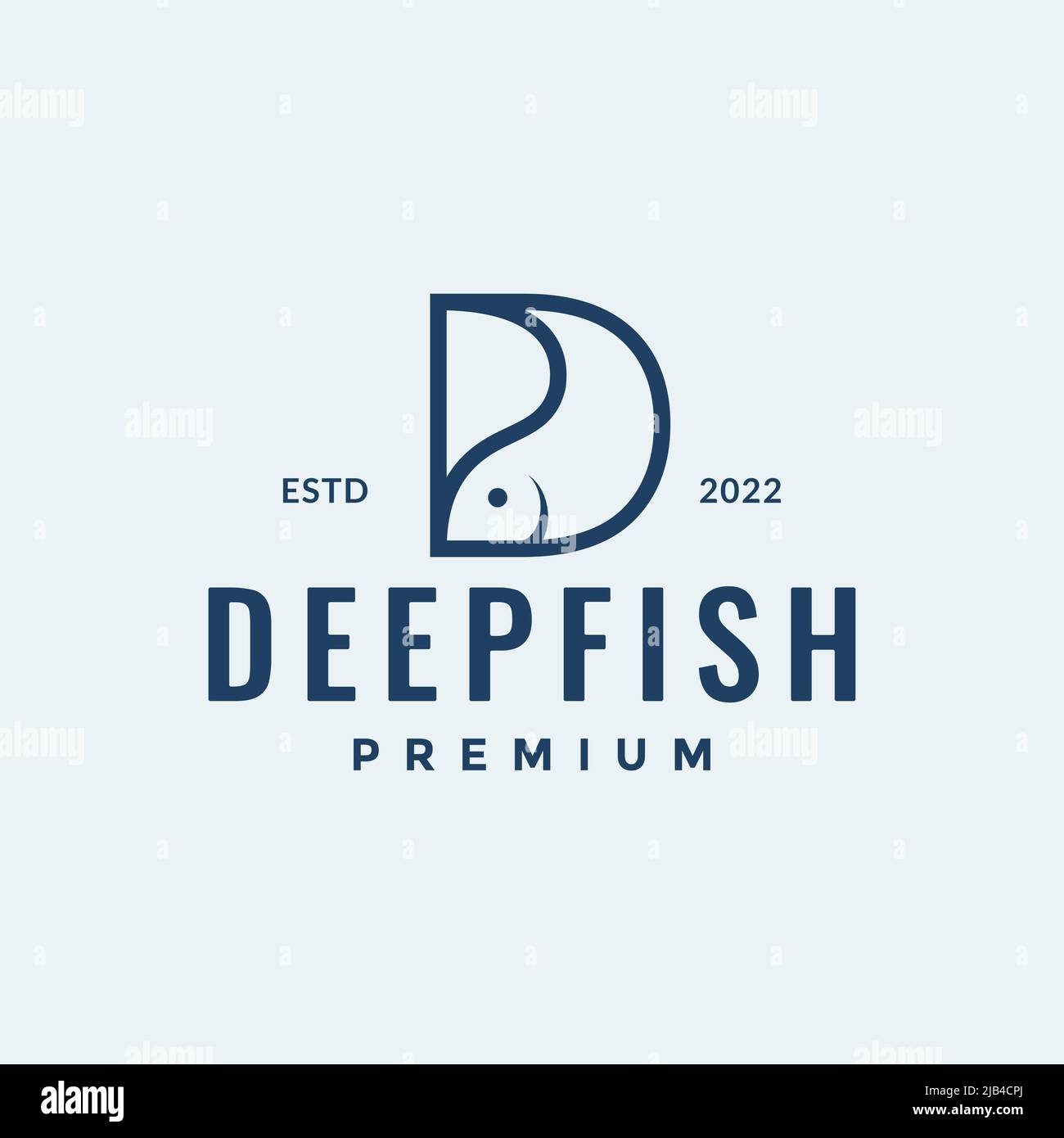initial D with fish logo design vector graphic symbol icon illustration creative idea Stock Vector