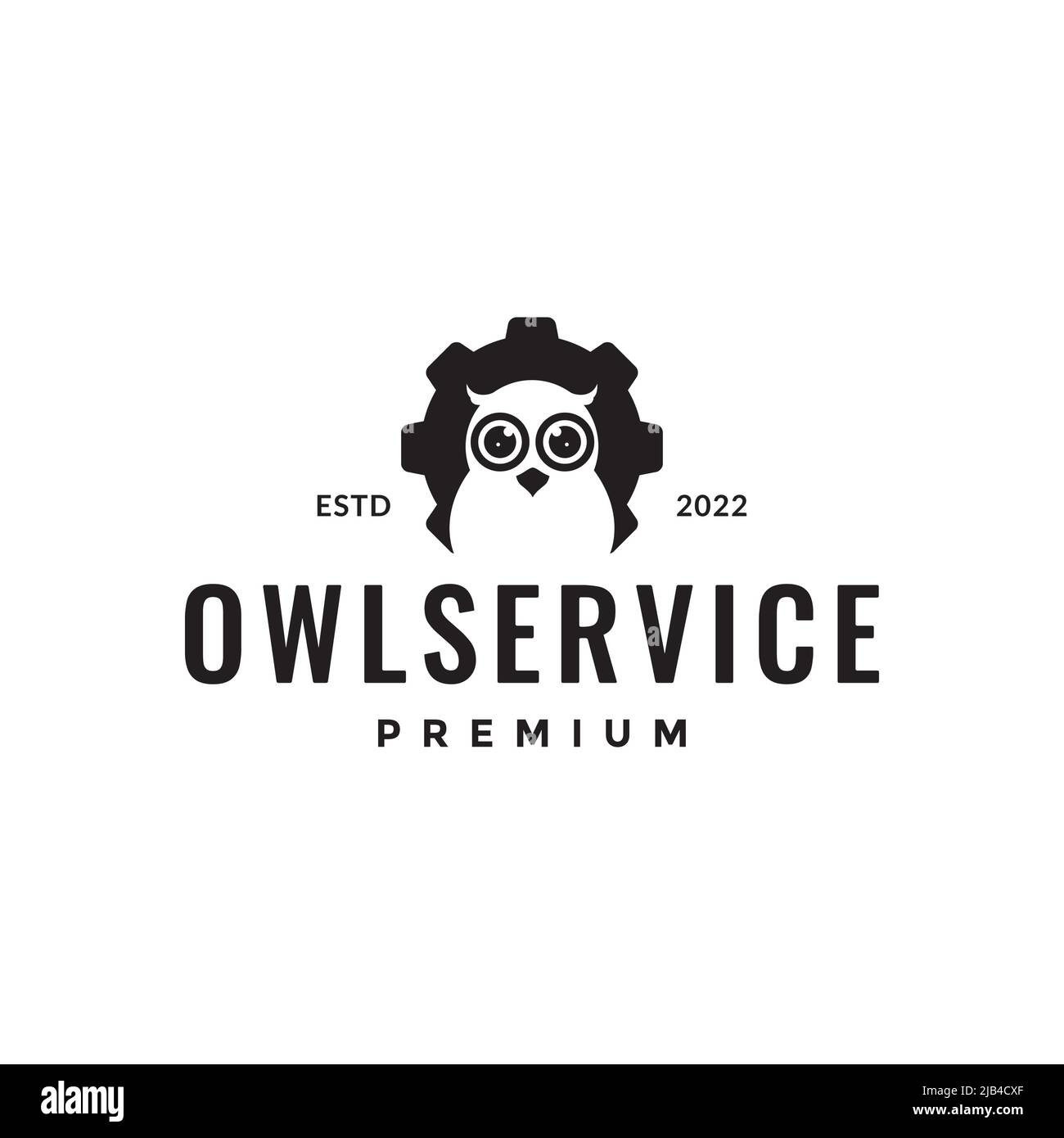 owl with gear service logo design vector graphic symbol icon illustration creative idea Stock Vector