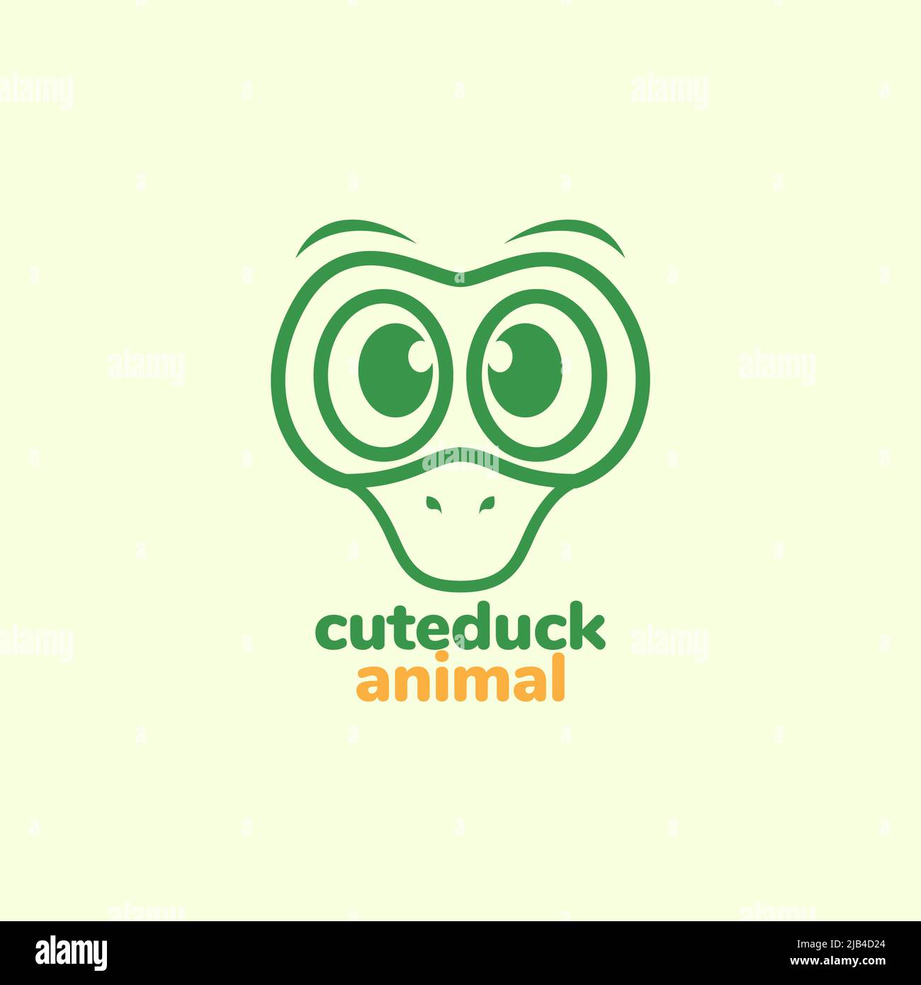 cute face duck green logo design vector graphic symbol icon illustration creative idea Stock Vector