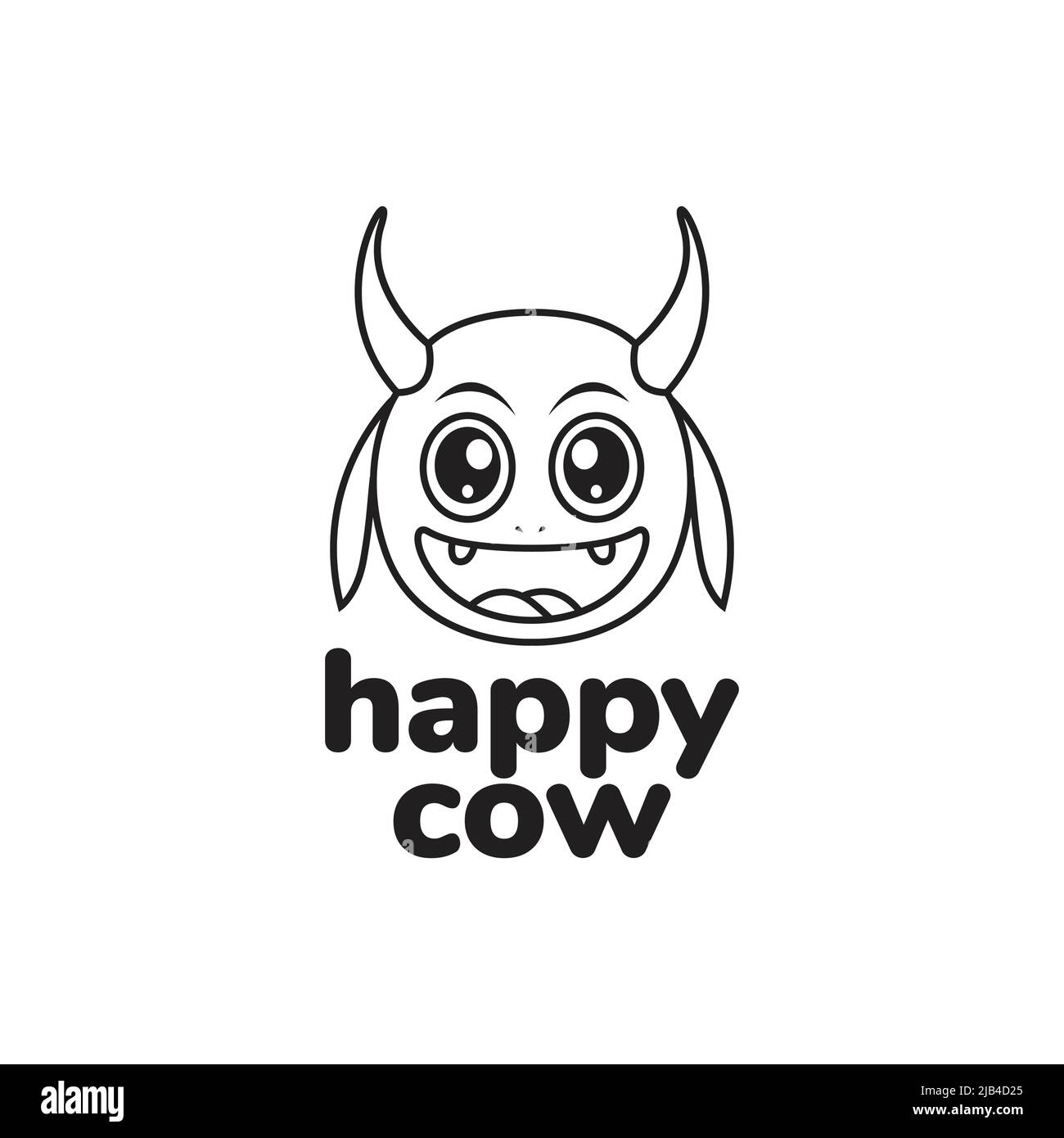 cartoon line head cow smile logo design vector graphic symbol icon ...