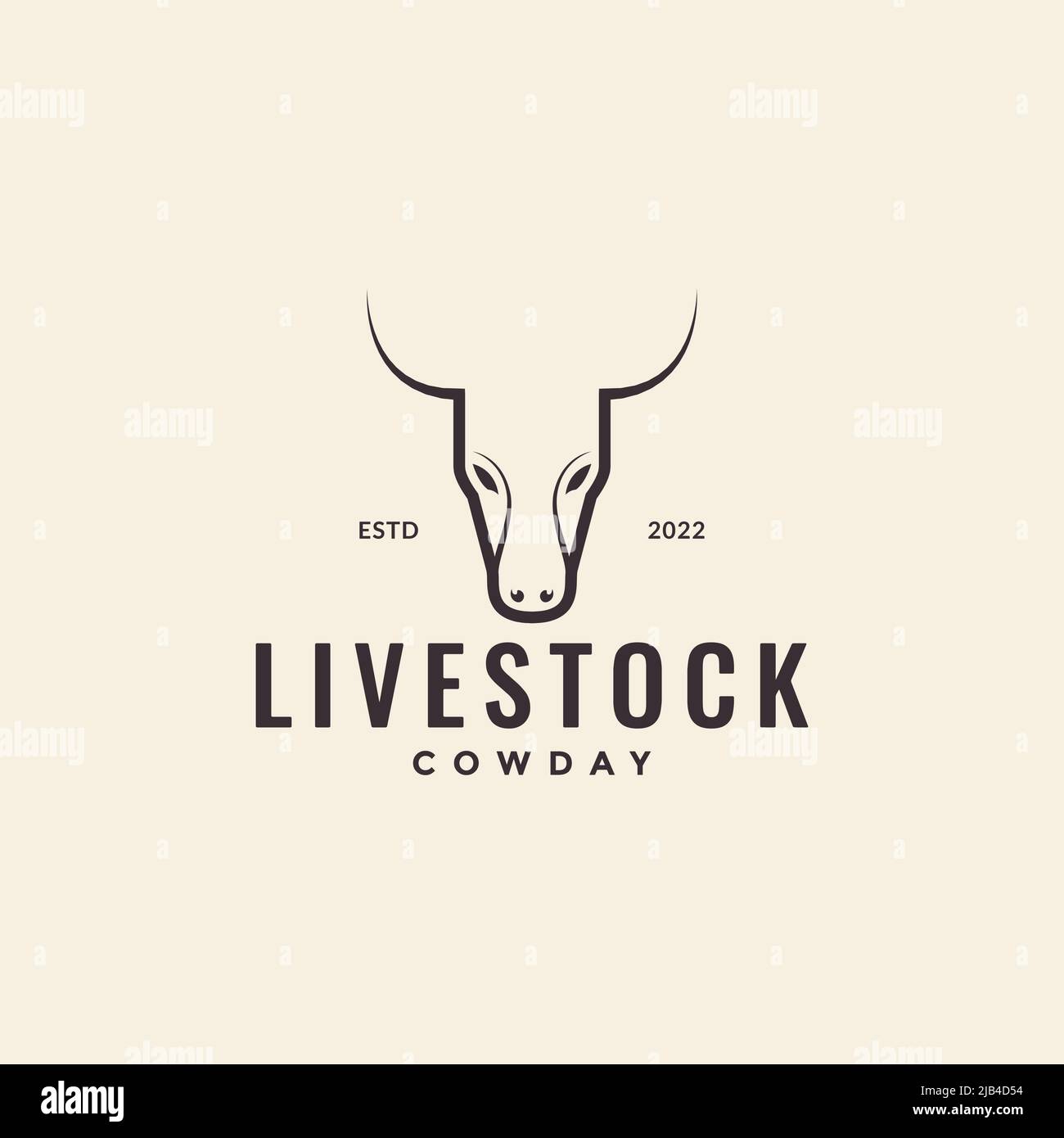 minimal head cow hipster logo design vector graphic symbol icon illustration creative idea Stock Vector