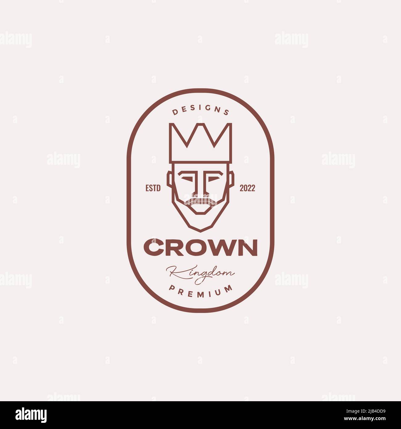 line hipster man with beard and crown logo design vector graphic symbol ...