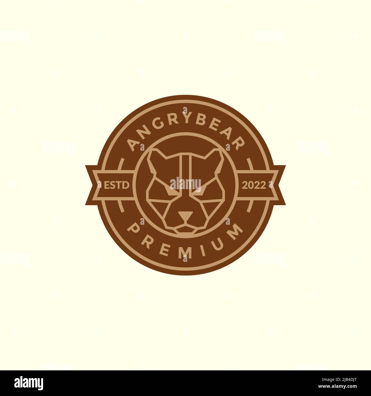 grizzly head bear line polygon badge logo design vector graphic symbol ...