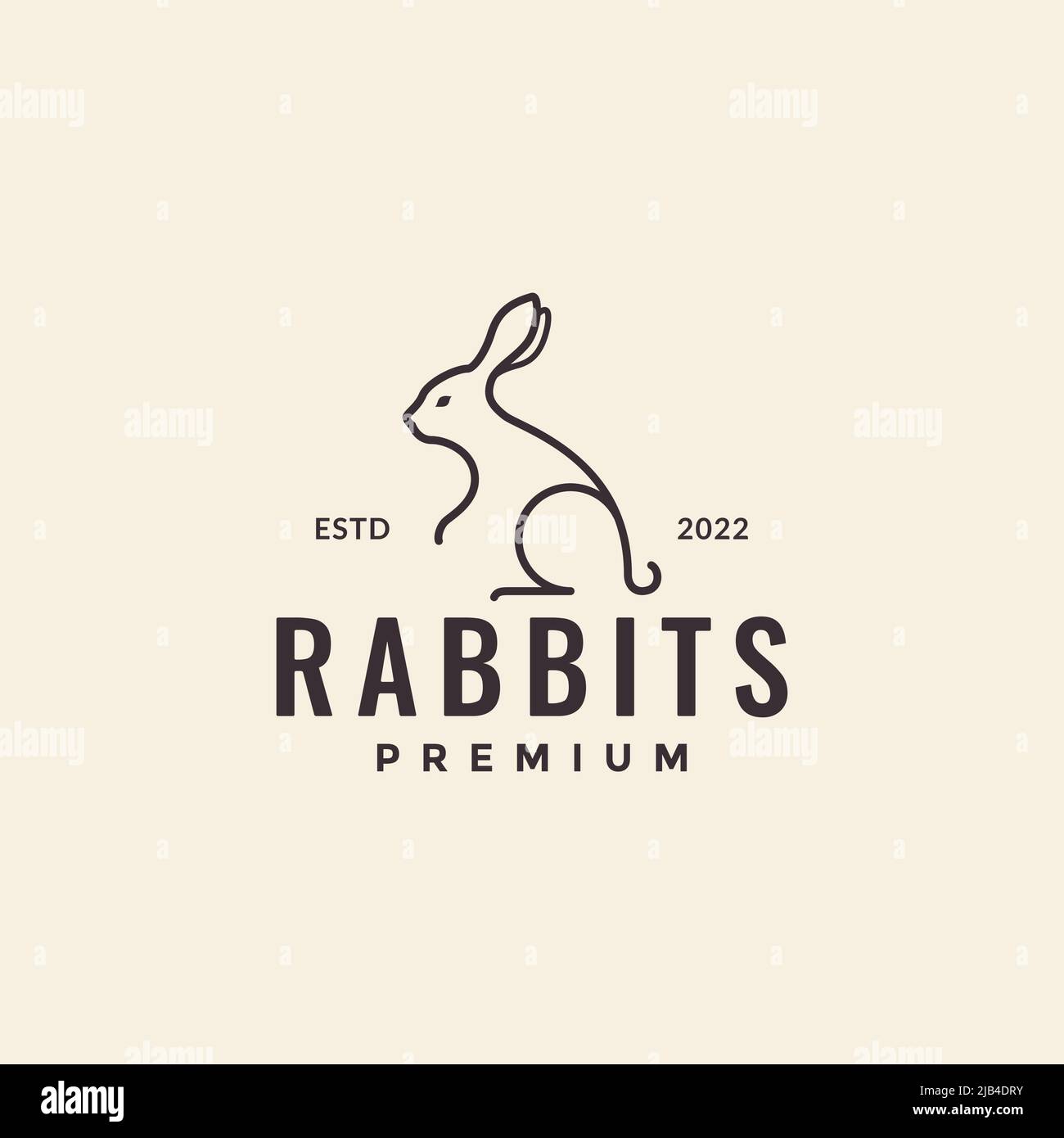 simple line art rabbit hipster logo design vector graphic symbol icon ...