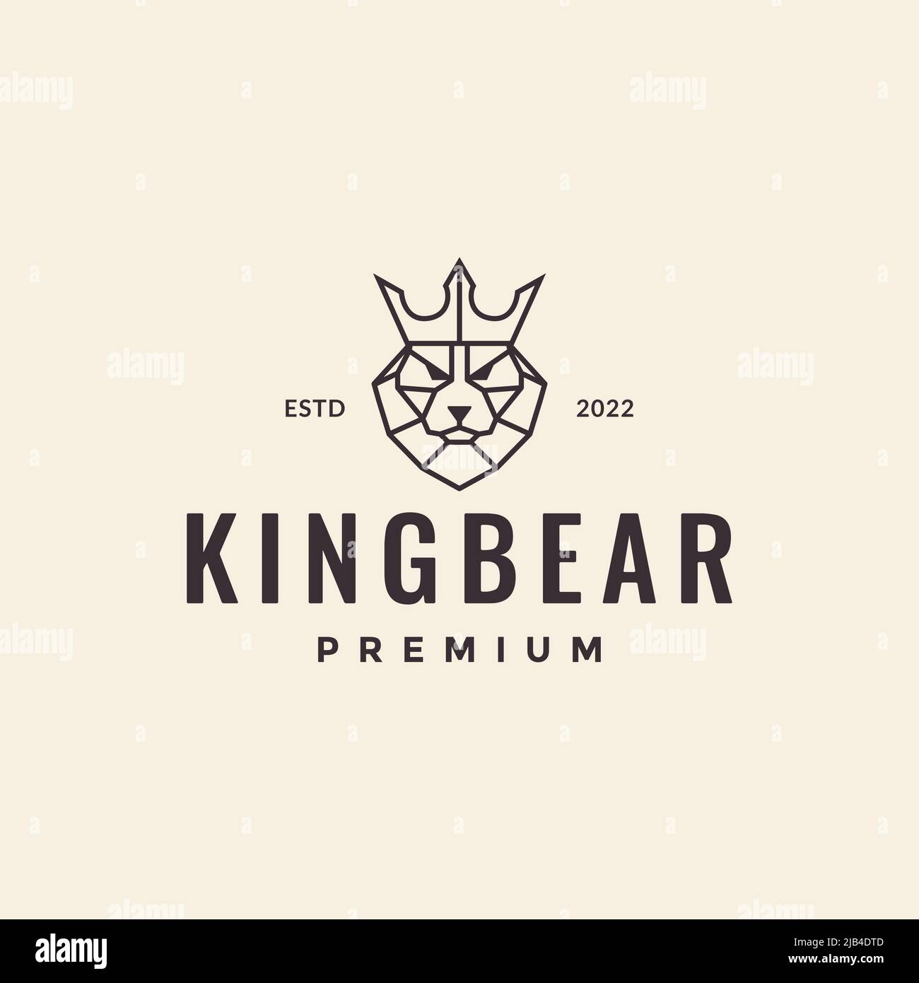 line bear with crown minimal hipster logo design vector graphic symbol ...