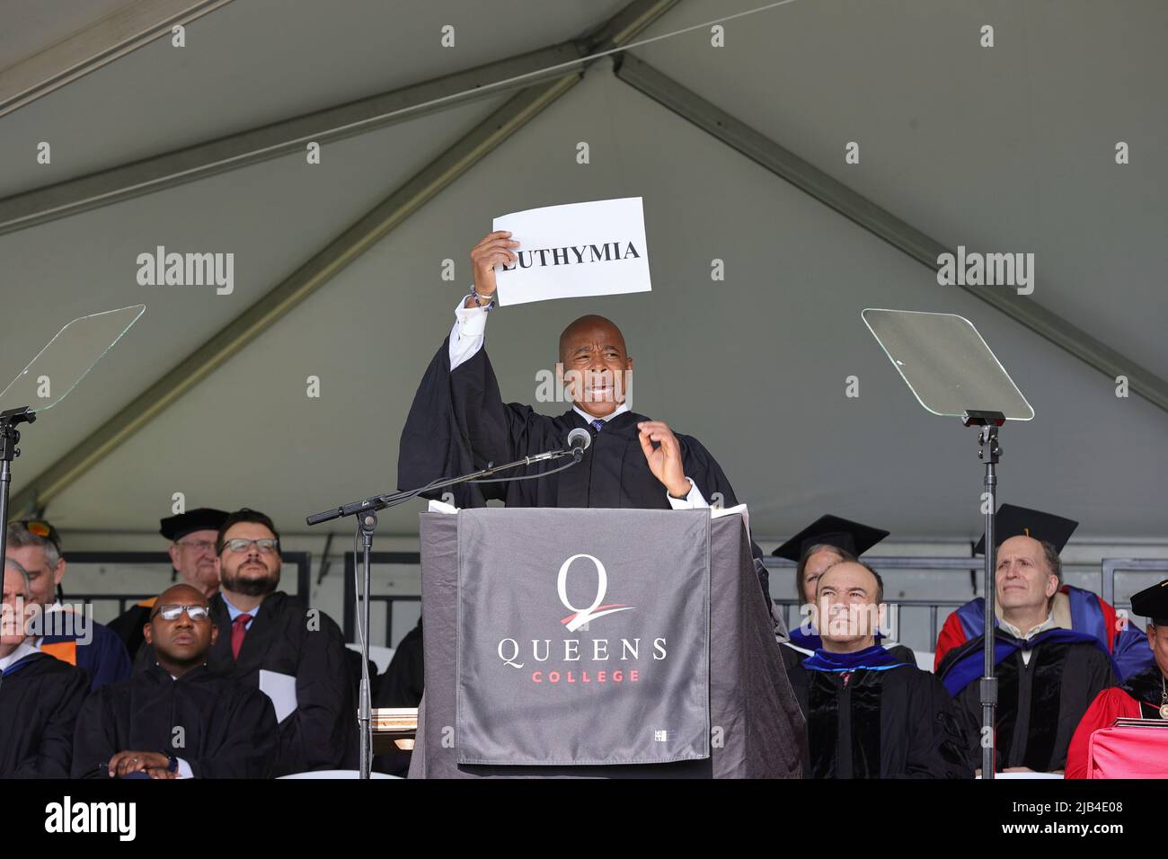 Queens College, Queens, New York, USA, June 02, 2022 - New York City Mayor Eric Adams deliver a commencement address for the class of 2022 at Queens College today in Flushing Queens. Photo: Luiz Rampelotto/EuropaNewswire PHOTO CREDIT MANDATORY. Stock Photo