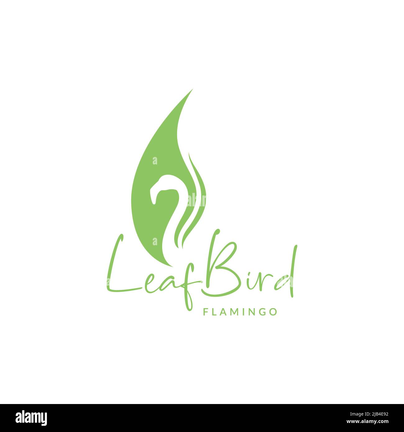 green leaf with flamingo logo design vector graphic symbol icon illustration creative idea Stock Vector