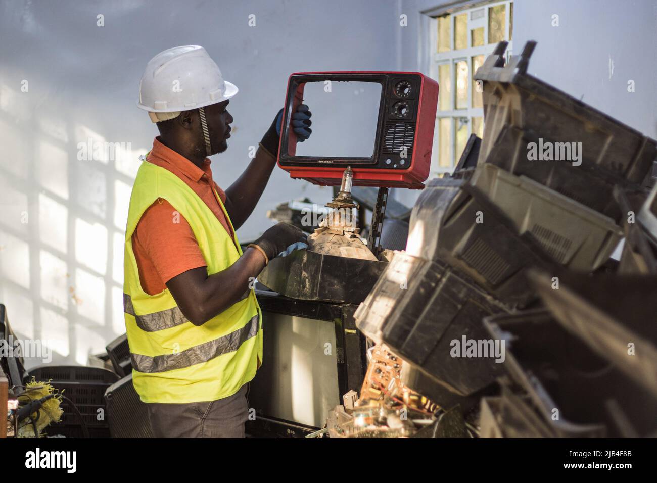 Mark Oluoch an electronic waste worker with Waste Electrical and