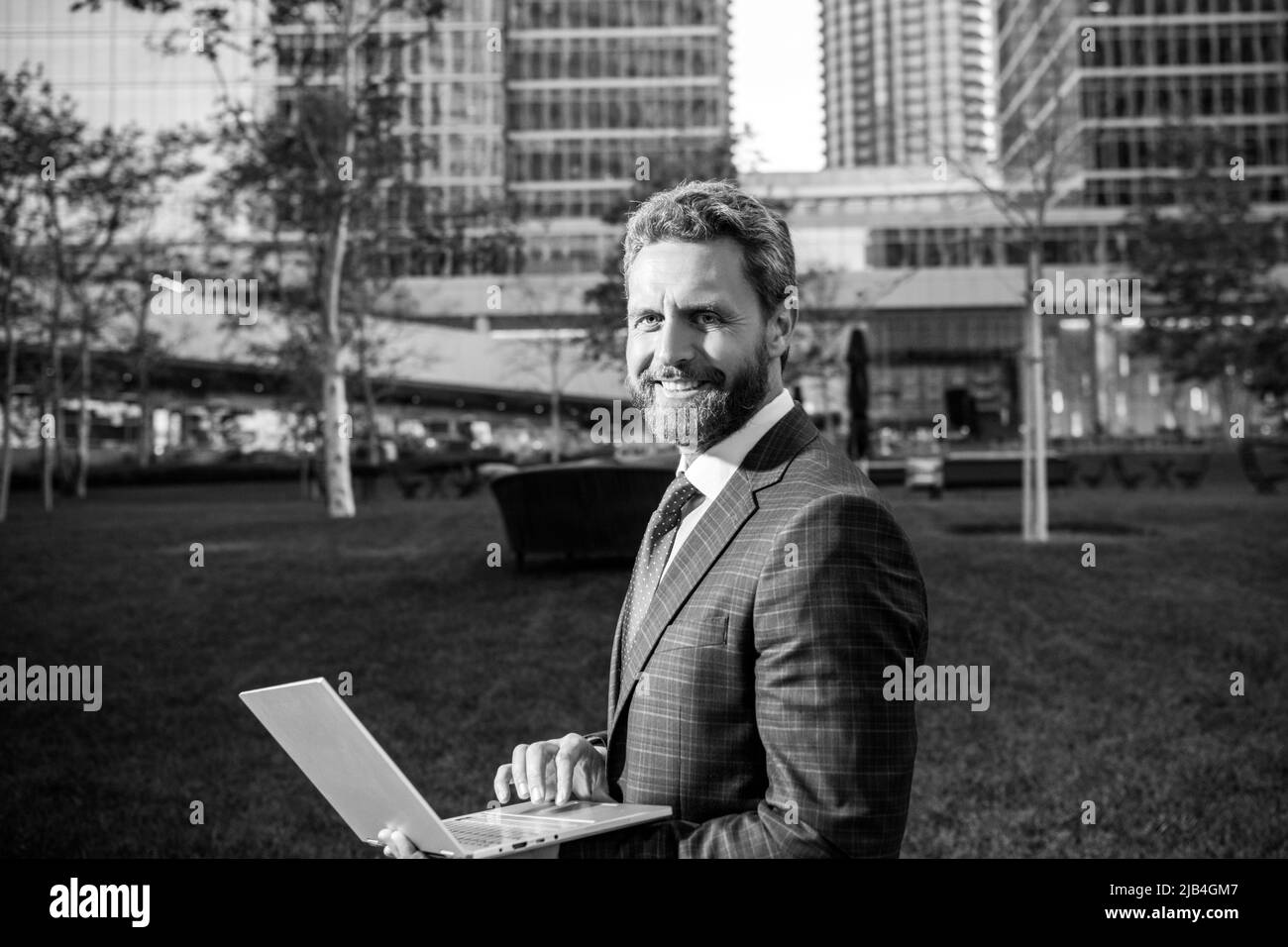 Positive man in wireless Black and White Stock Photos Images Alamy