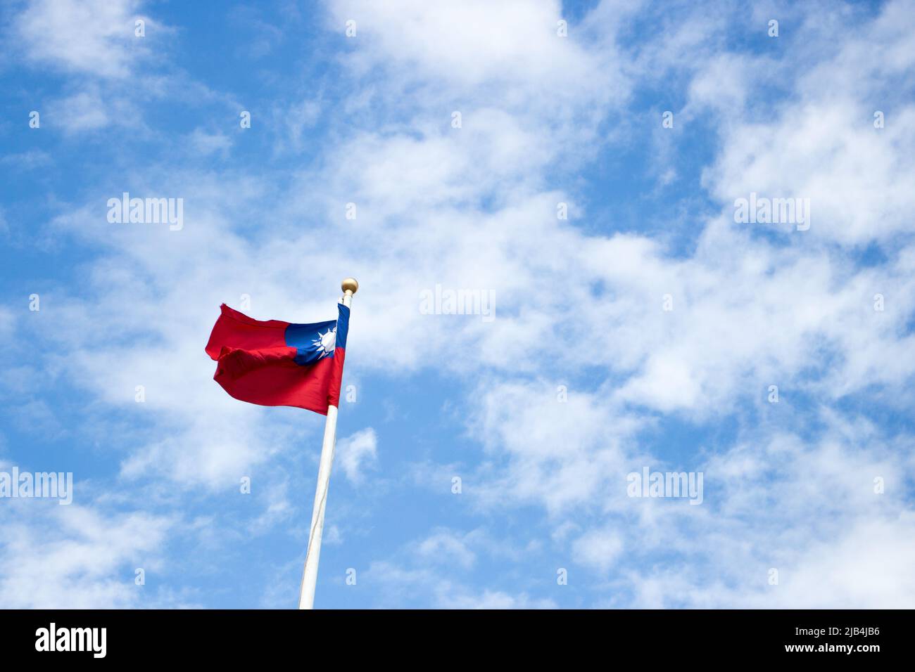 Hanged Taiwan flag in the sky Stock Photo
