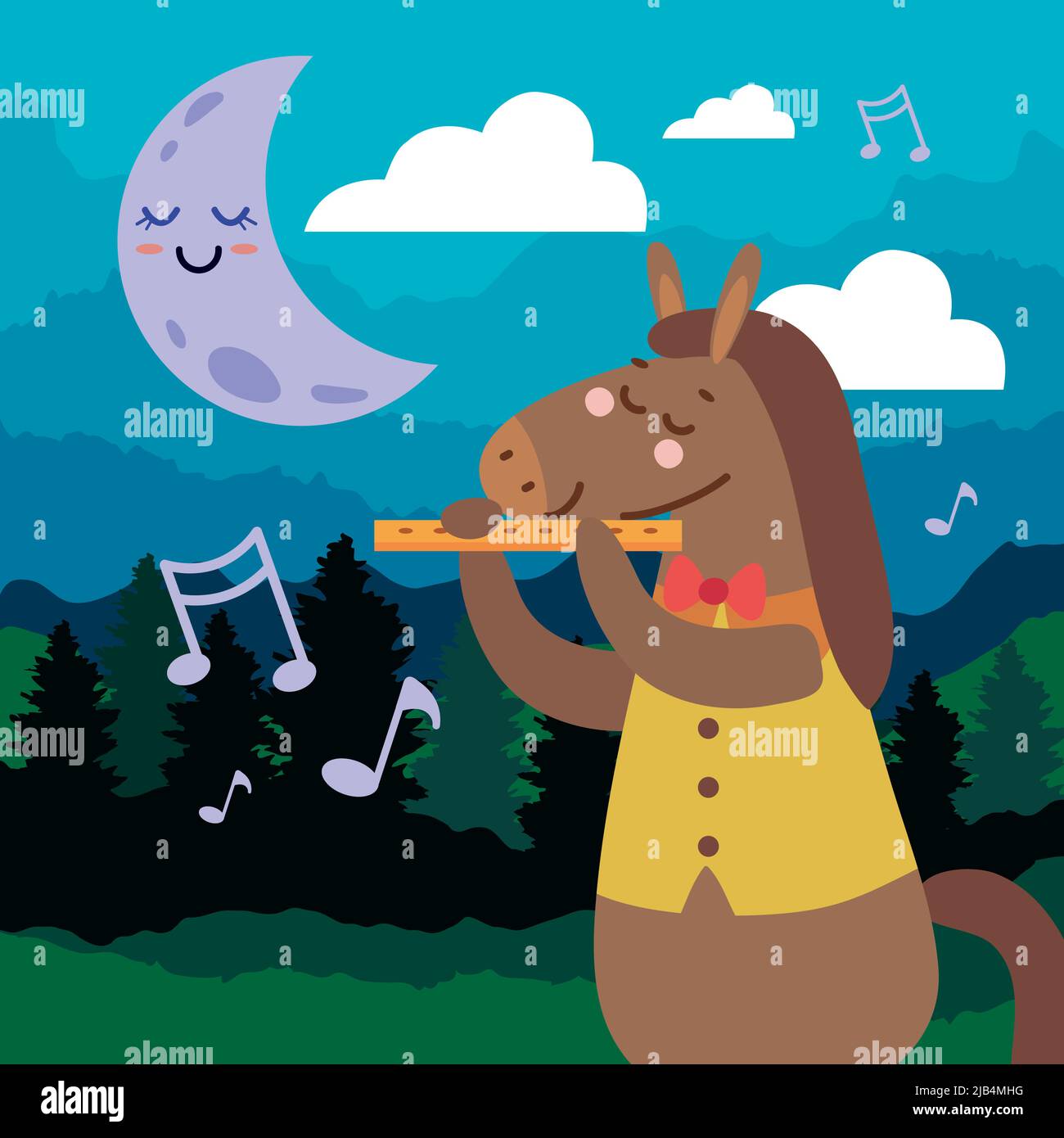 horse playing flute at night Stock Vector Image & Art Alamy