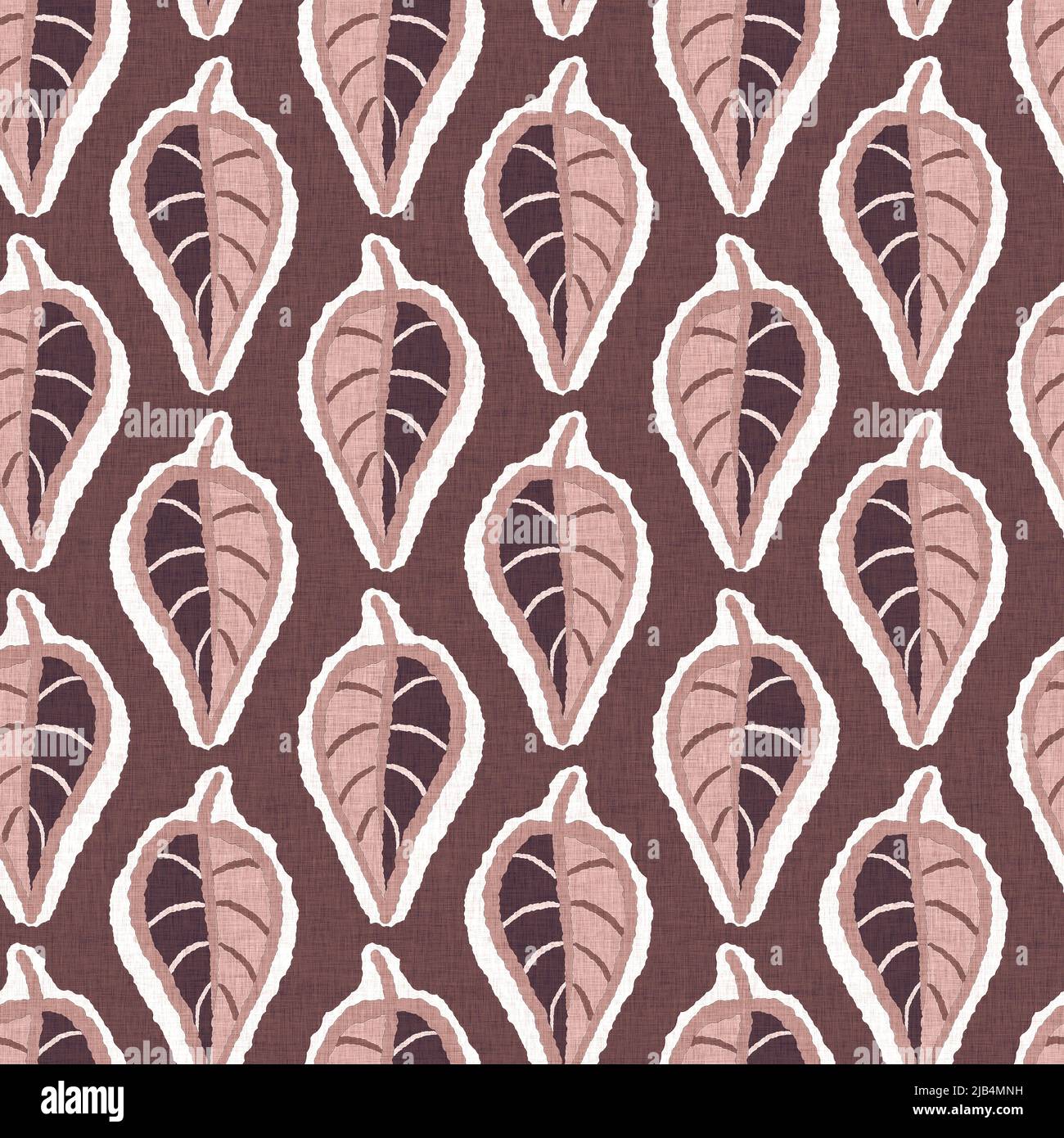 Gender neutral pink foliage leaf seamless raster background. Simple