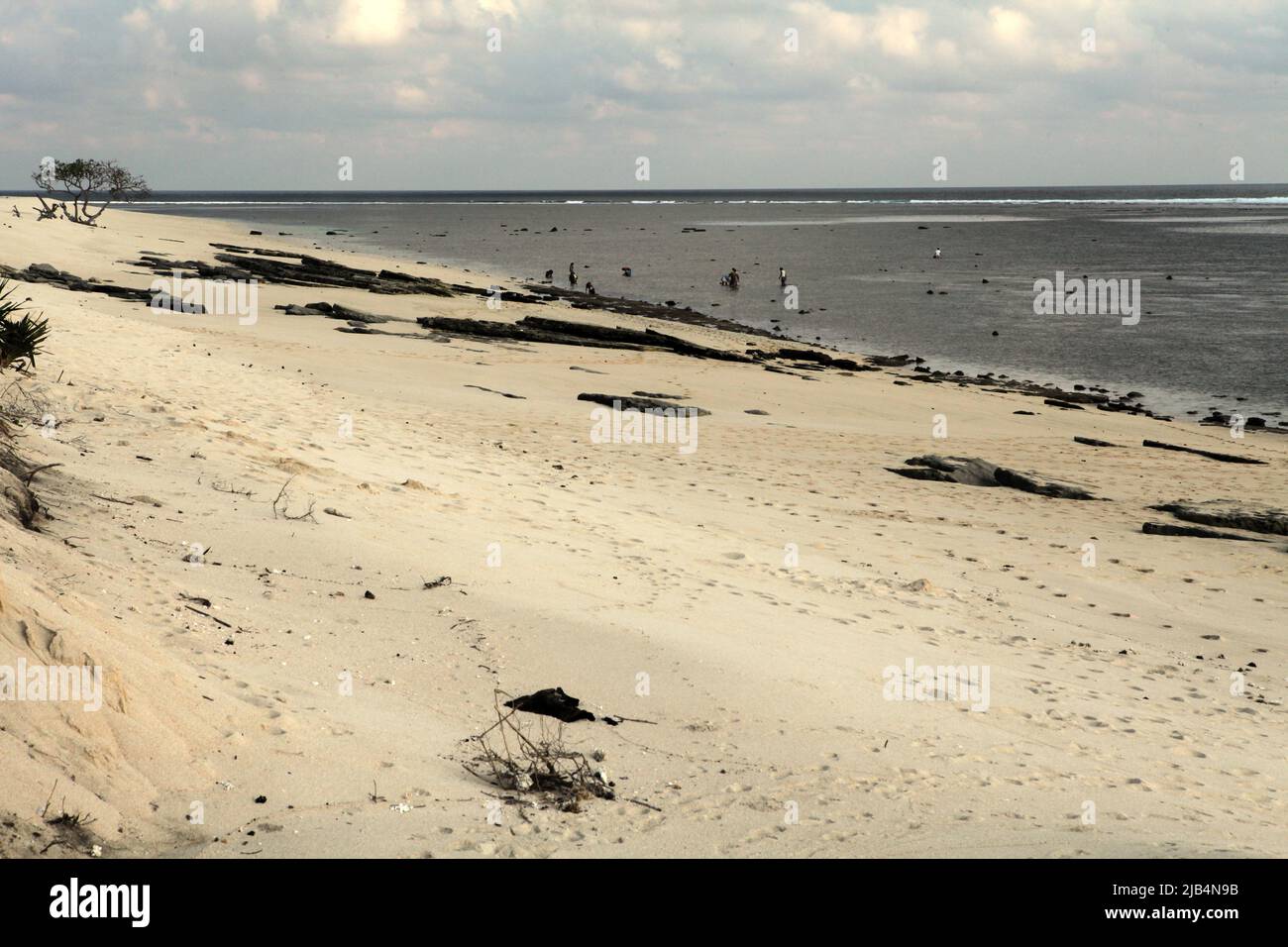 Marosi beach in Lamboya, West Sumba, East Nusa Tenggara, Indonesia. This beach could be among the half of sandy beaches in the world that could disappear by the end of century if climate change continues unmitigated, as reported by climate scientists in their March 2020 publication on Nature Climate Change. Stock Photo