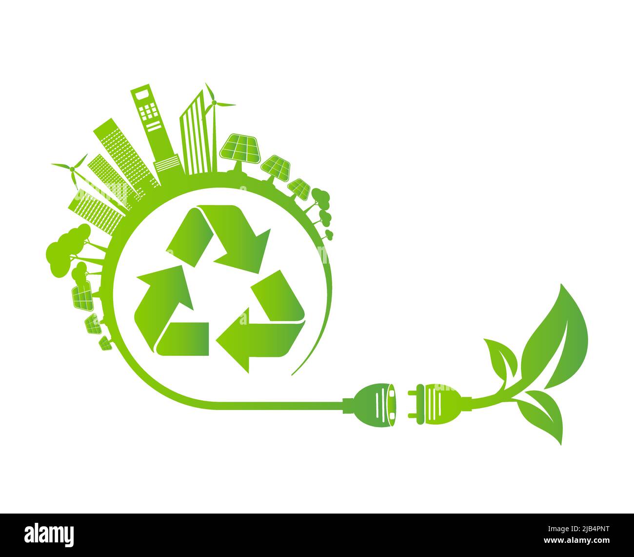 Energy ideas save the world concept Power plug green ecology recycle ...