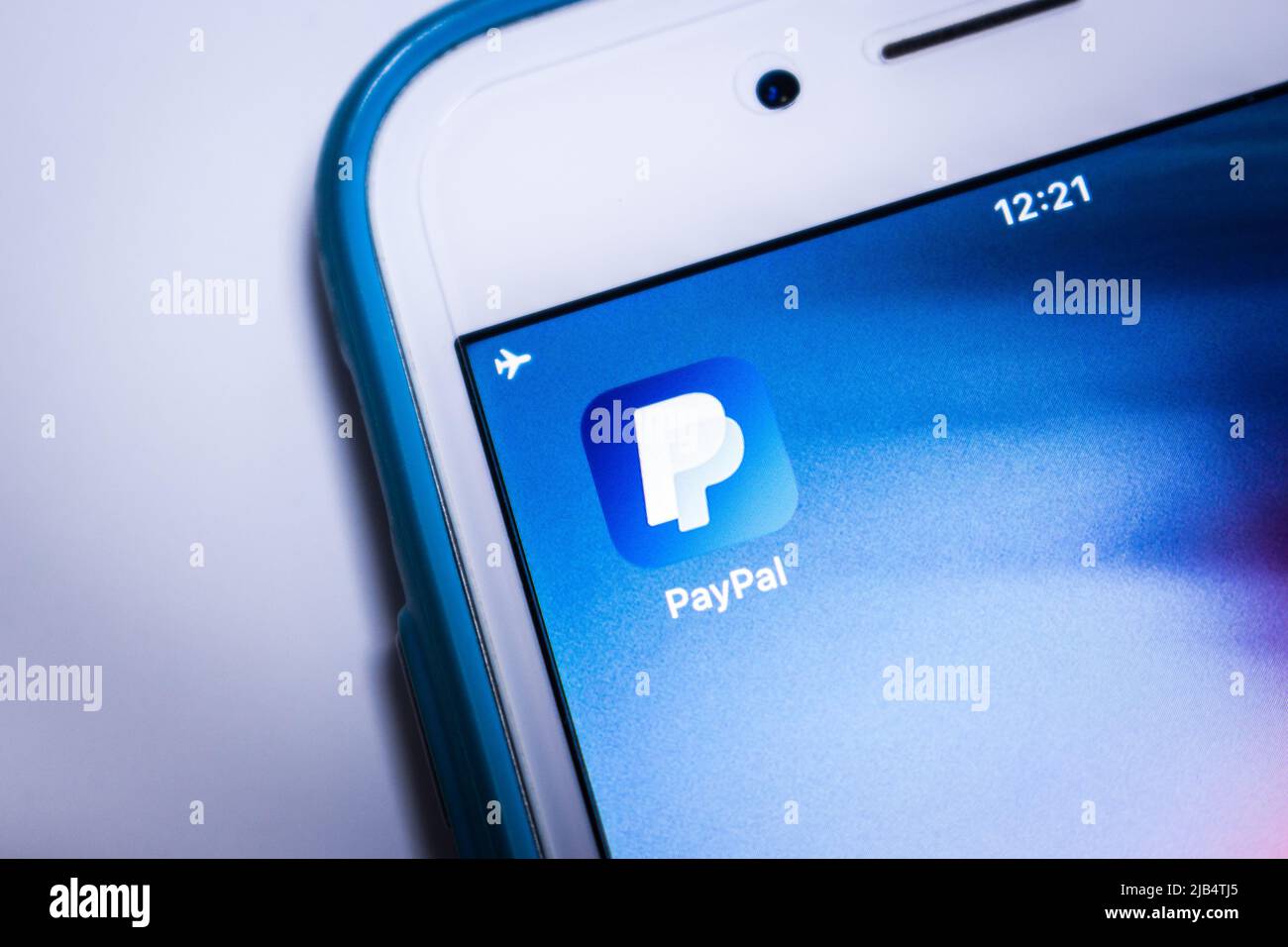 Kumamoto, Japan - Feb 7 2020: PayPal, the most popular online payment services with the largest market share, on iPhone screen. Stock Photo