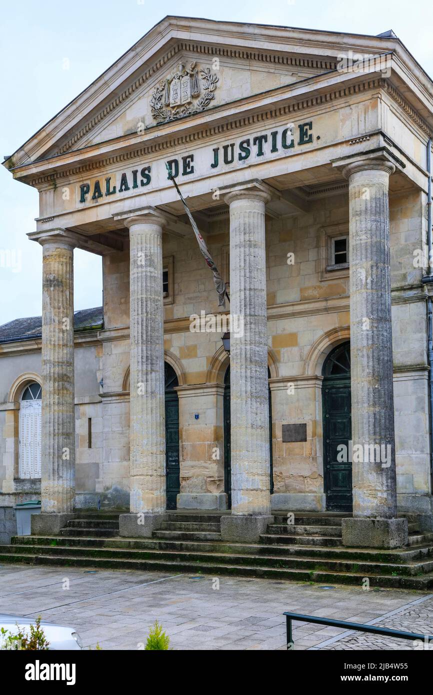 Former Palais de Justice at Place de la Liberte, medieval old town of Domfront, Domfront en Poiraie, department of Orne, Normandy region, France Stock Photo