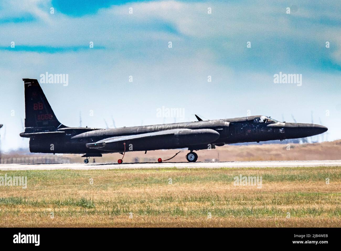 U-2 on takeoff roll at Travis Air Force Base, Fairfield, California Stock Photo