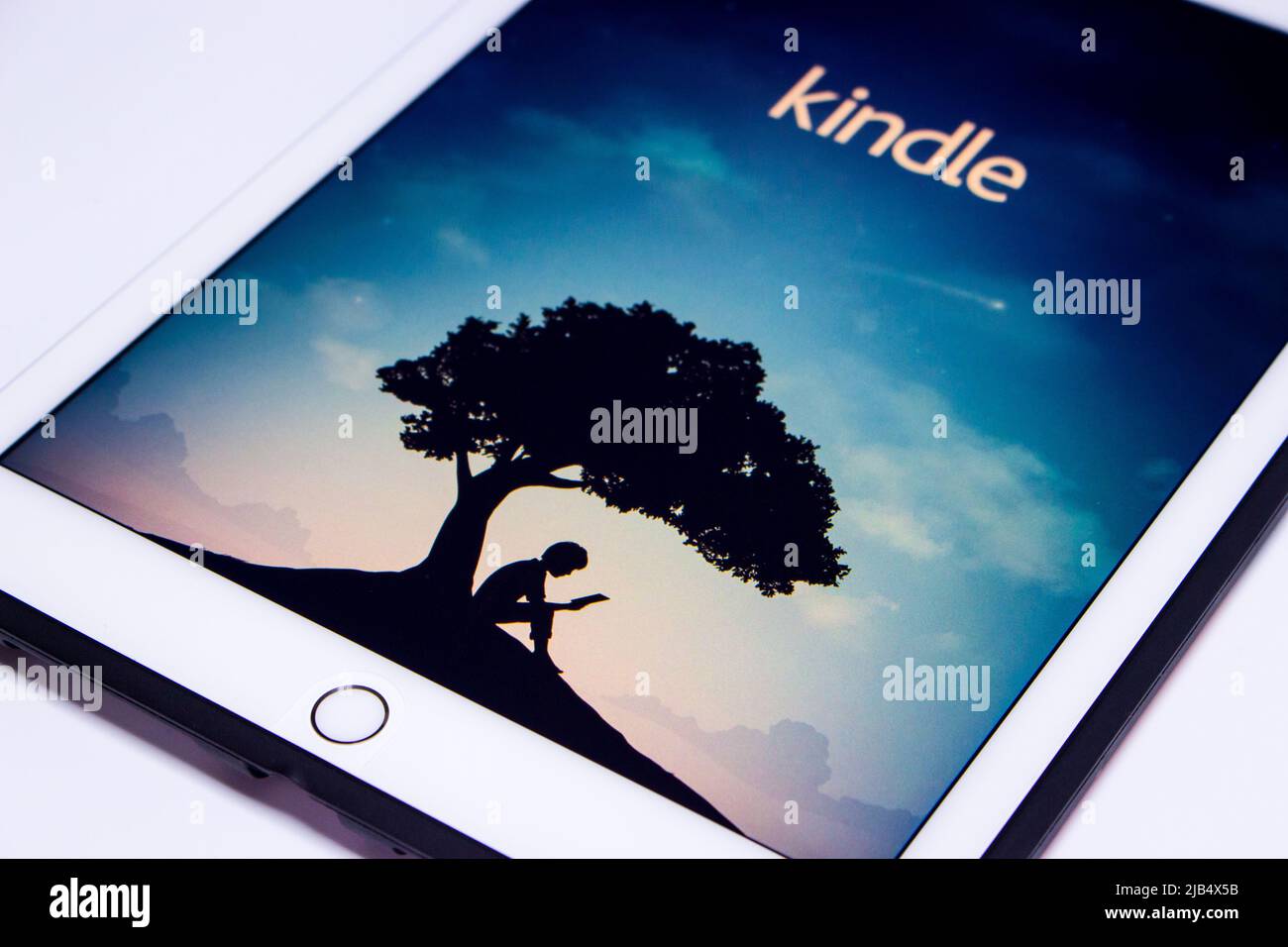 Kumamoto, Japan - Feb 5 2020 : Kindle app, e-book reader by Amazon, on iPad. From Amazon website or Kindle Store, users can purchase an e-book Stock Photo