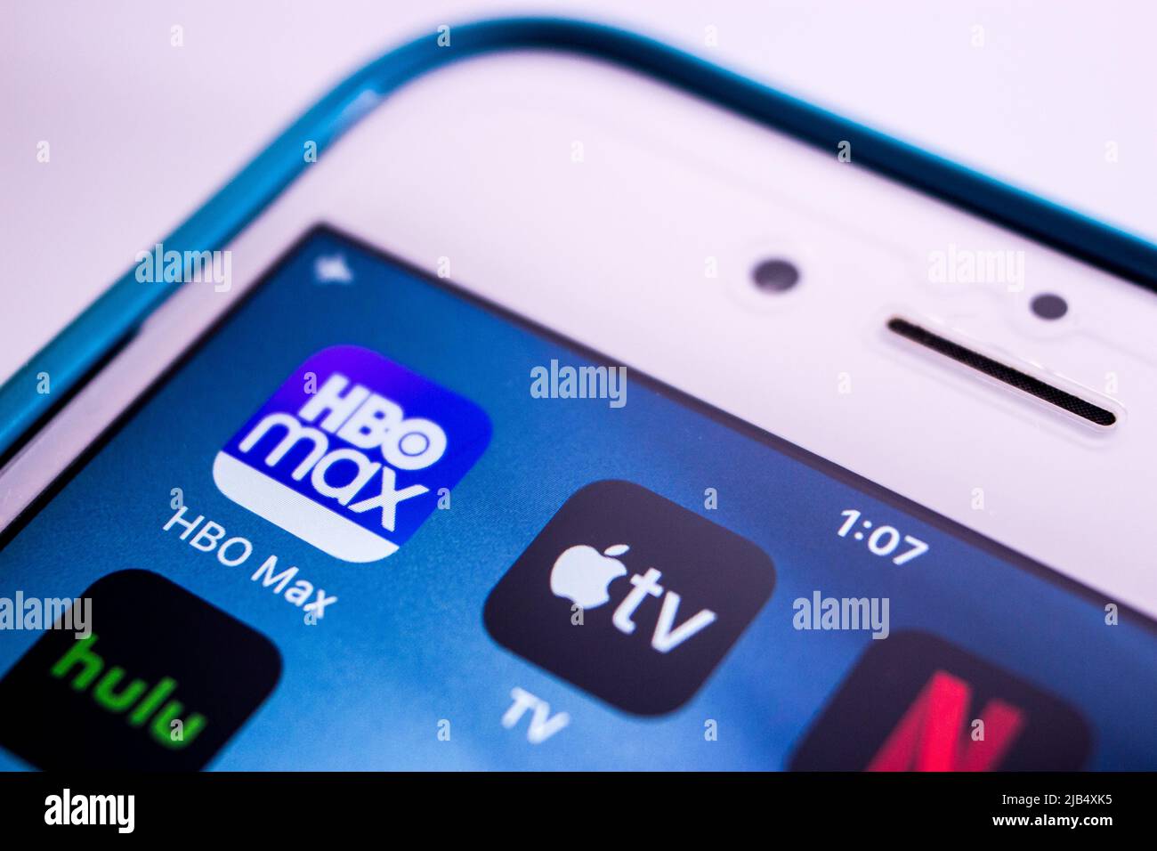 HBO Max, US subscription on demand streaming service from WarnerMedia  Entertainment, with Apple tv, Netflix, Hulu & Amazon Prime on iPhone Stock  Photo - Alamy