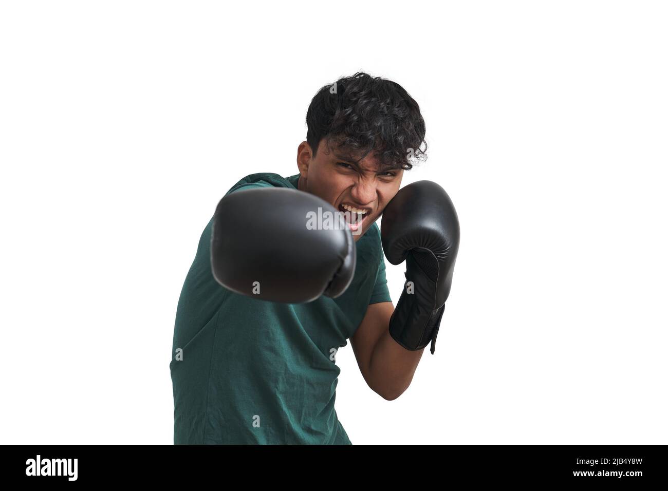 Young peruvian boxer throwing a jab isolated Stock Photo - Alamy