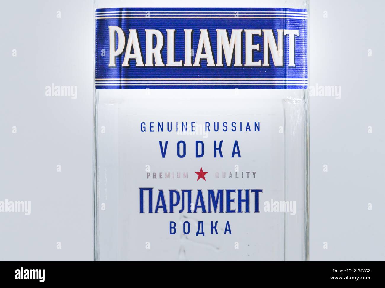 Parliament, label, bottle of genuine Russian vodka Stock Photo - Alamy