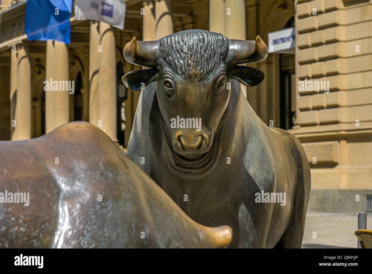 Bronze sculpture, bull and bear, Deutsche Boerse, Boersenplatz ...