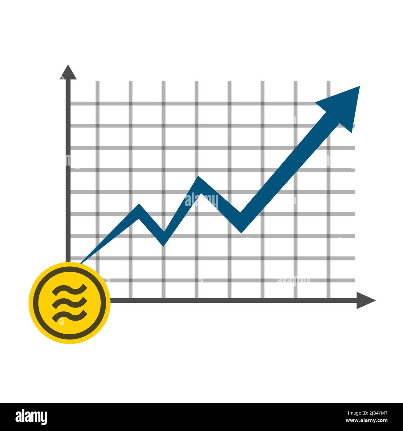 Libra coin concept growth chart on white background.vector Illustrator Stock Vector