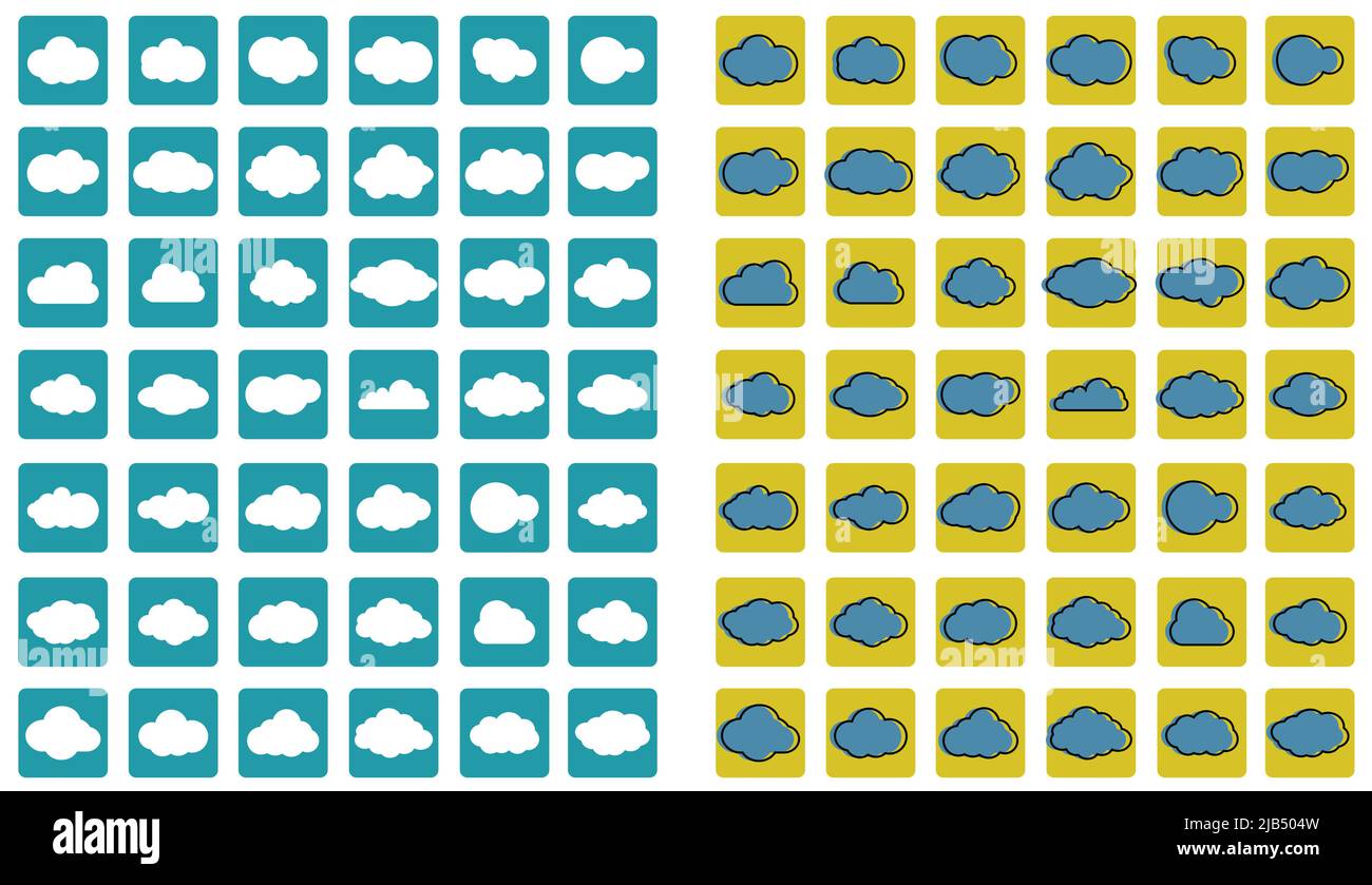 Clouds line art icon.Sky flat illustration collection for web,Vector illustration Stock Vector