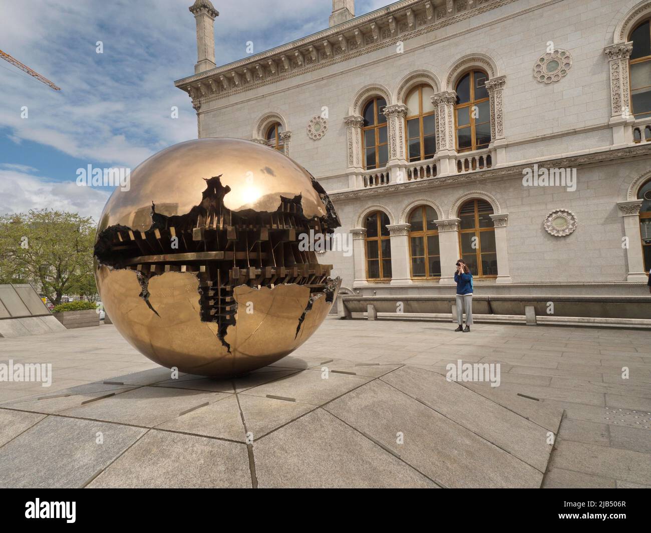 Globe by the Italian sculptor Arnaldo Pomodoro in the exterior of