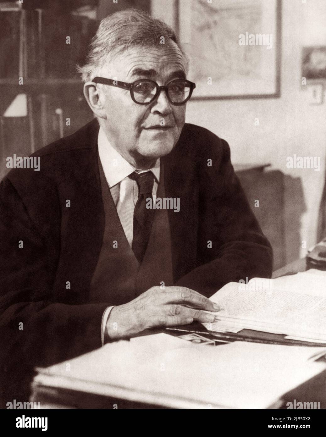 Karl Barth (1886-1968), Swiss Calvinist theologian known for his commentary The Epistle to the Romans, his involvement in the Confessing Church, his authorship of the Barmen Declaration, and his unfinished multi-volume theological summa, Church Dogmatics. Stock Photo