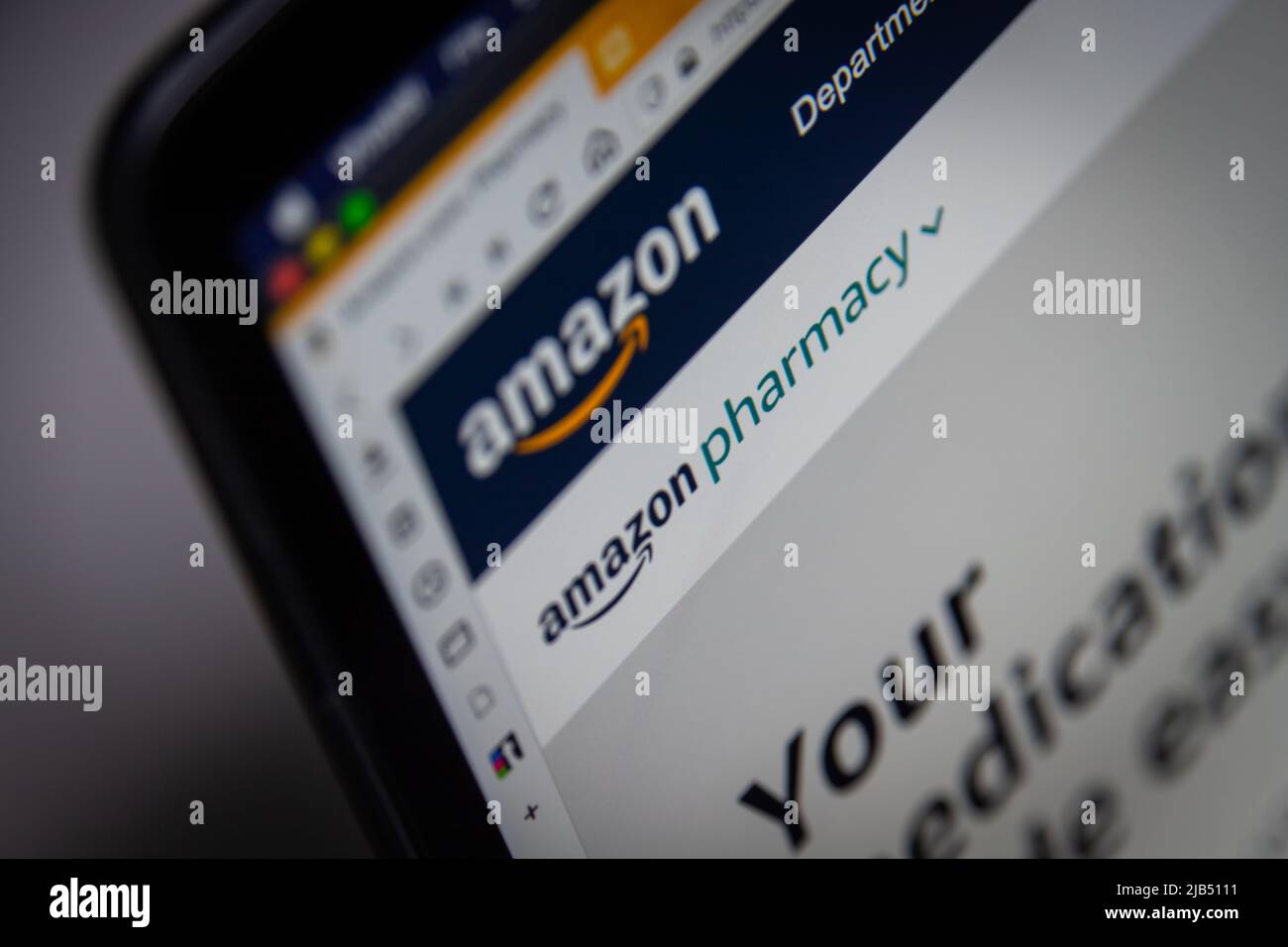 Logo of Amazon Pharmacy, an US online pharmacy by on its