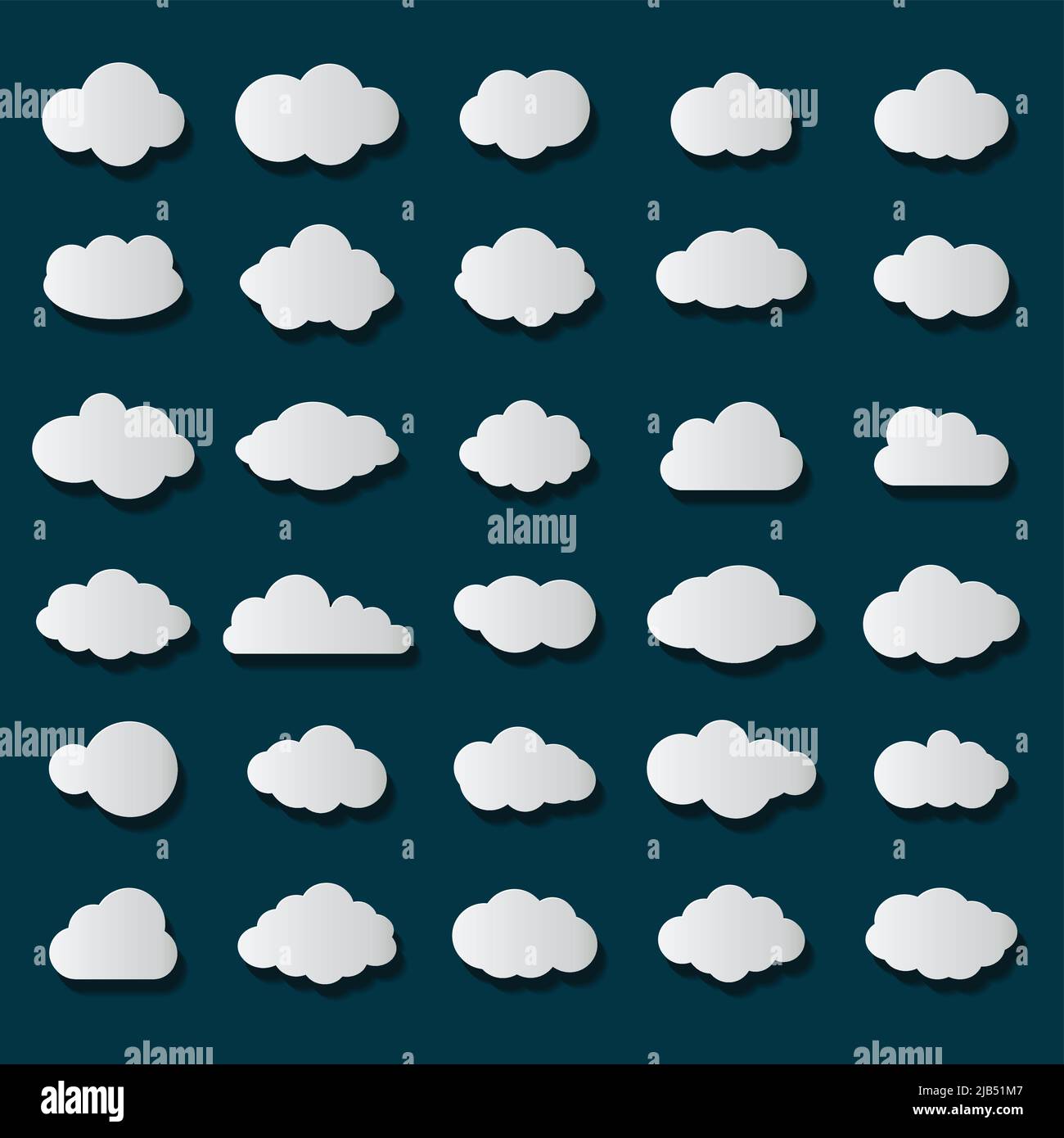 Cloud vector icon set white color on transparent background. Sky flat ...