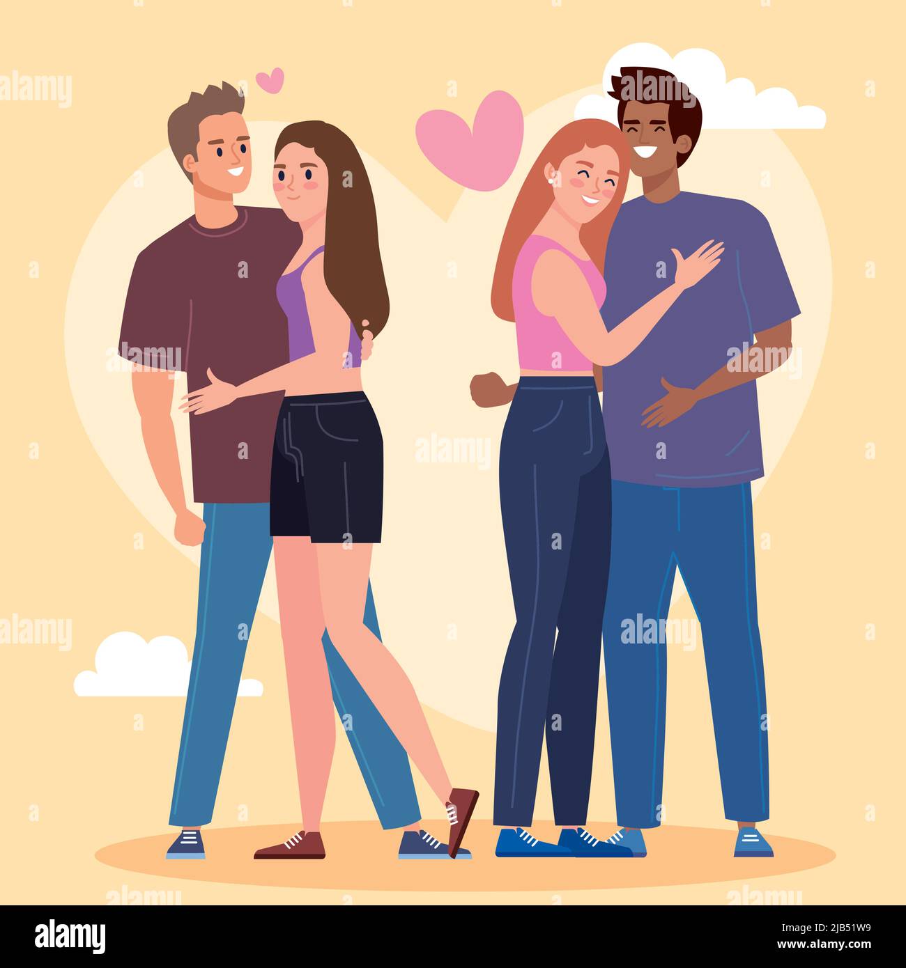 interracial lovers couples hugging Stock Vector Image & Art - Alamy