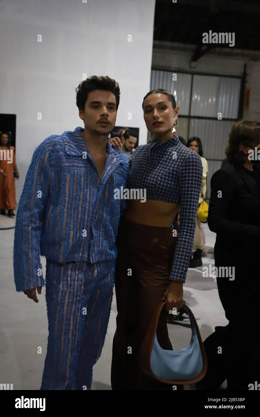 Sao Paulo, Sao Paulo, Brasil. 2nd June, 2022. (INT) 53rd Edition of SPFW - Fashion show by Stylist Igor Dadona - Spring Summer Collection 22/23. June 2, 2022, Sao Paulo, Brazil: Model Sasha Meneghel and her boyfriend Joao Figueiredo during Fashion show by stylist Igor Dadona during the 53rd edition of SPFW (Sao Paulo Fashion Week), the largest fashion festival in Latin America, at Komplexo Tempo, in Sao Paulo, on Thursday (2) (Credit Image: © Leco Viana/TheNEWS2 via ZUMA Press Wire) Credit: ZUMA Press, Inc./Alamy Live News Stock Photo