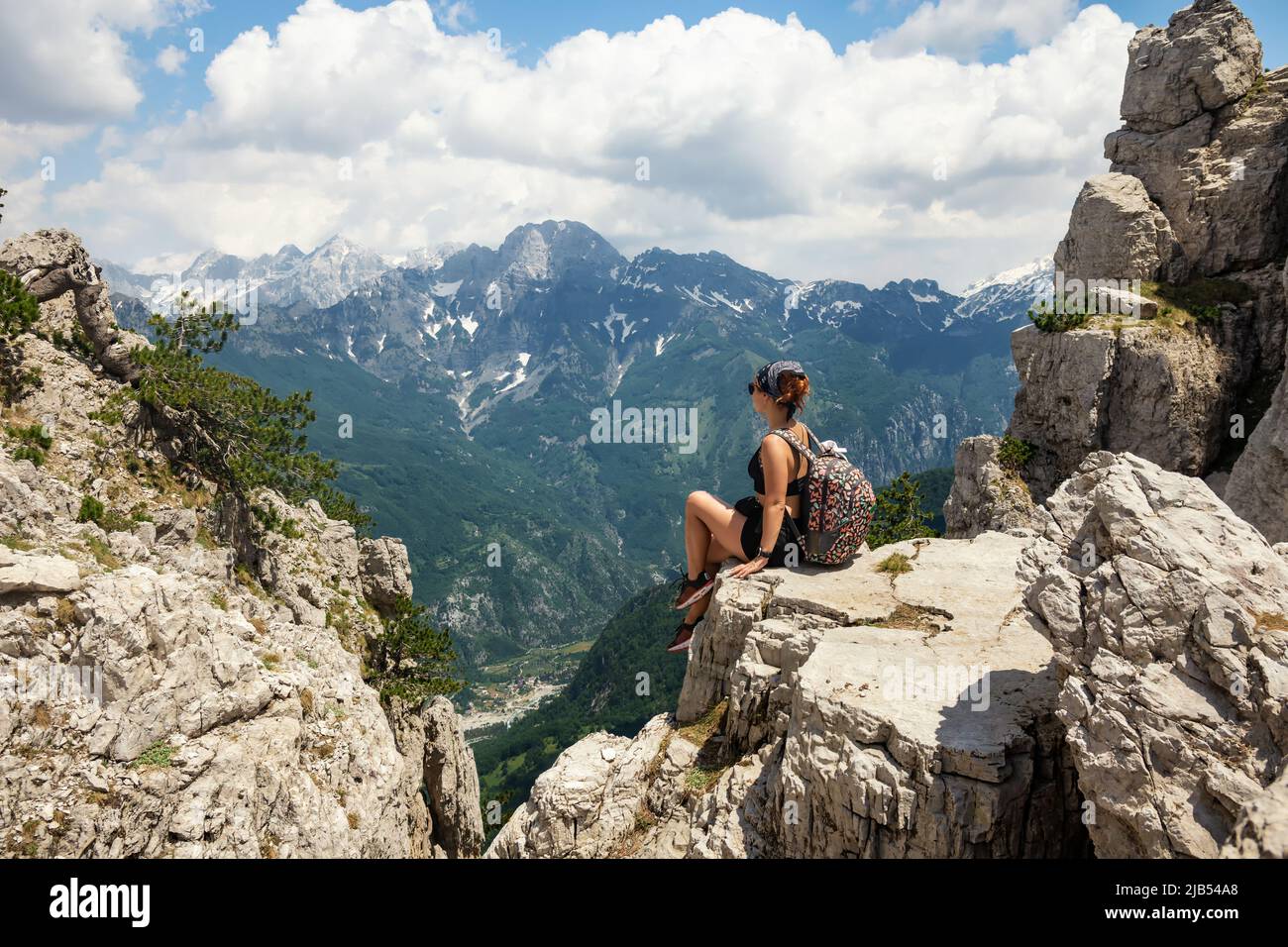 Hiking at incredible and extreme Albanian Alps Stock Photo - Alamy