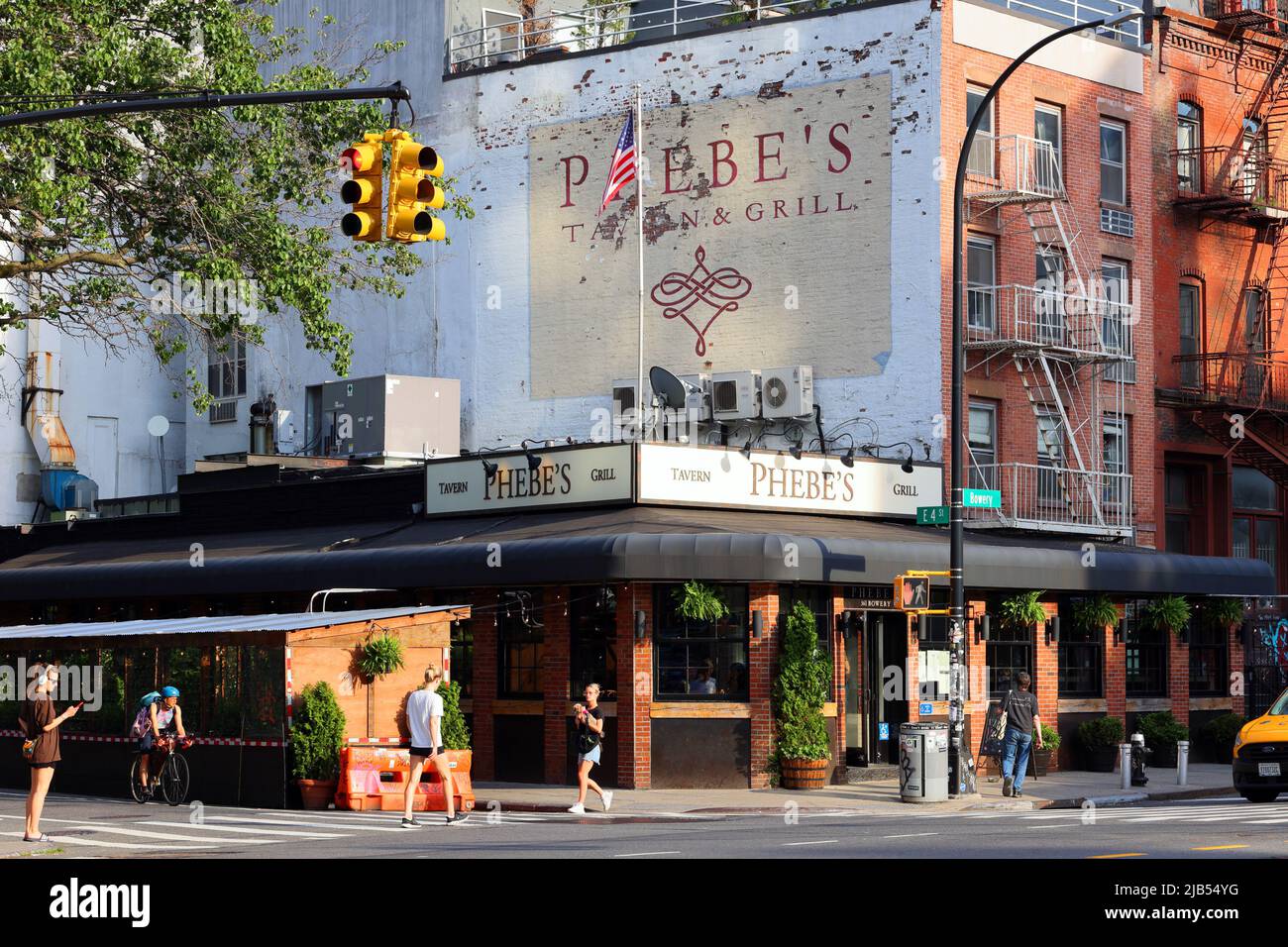 Phebe's, 361 Bowery, New York, NYC storefront photo of a bar and restaurant in the East Village in Manhattan. Stock Photo