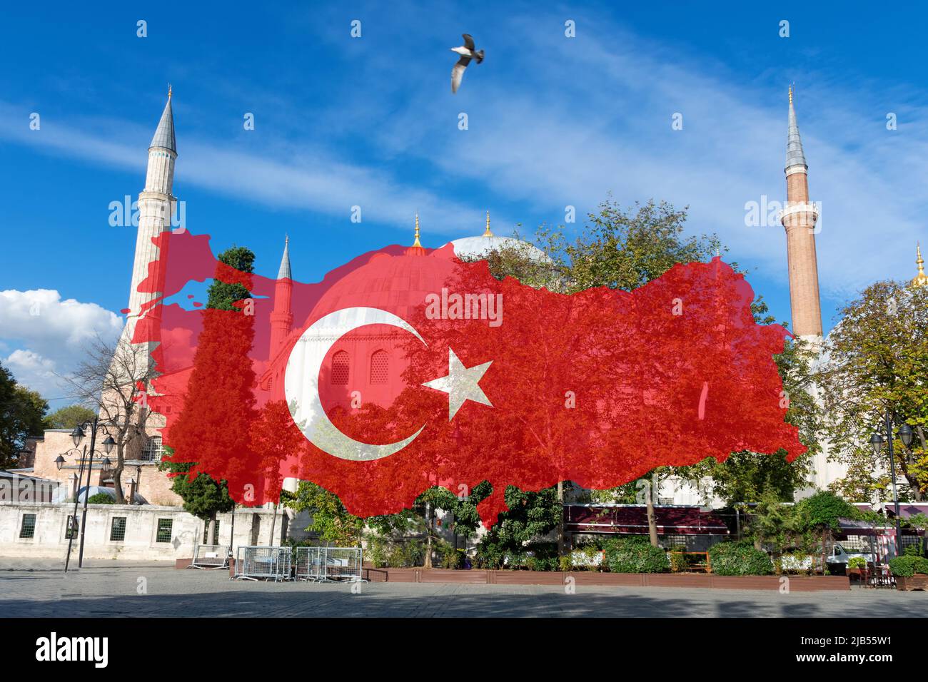 Outlines of the country of Turkey in the colors of the country's flag ...