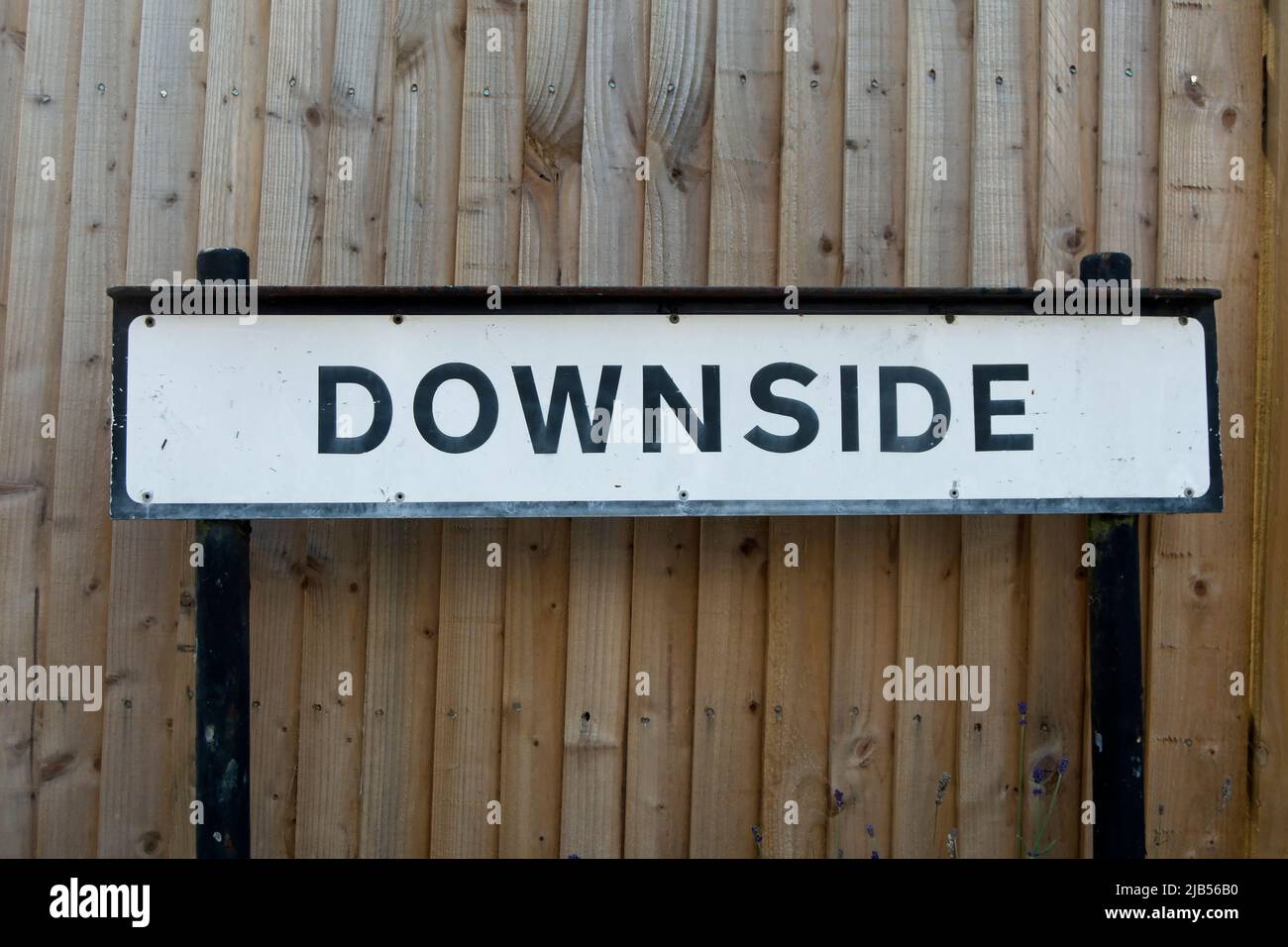 street name sign for downside, in strawberry hill, twickenham, middlesex, england Stock Photo
